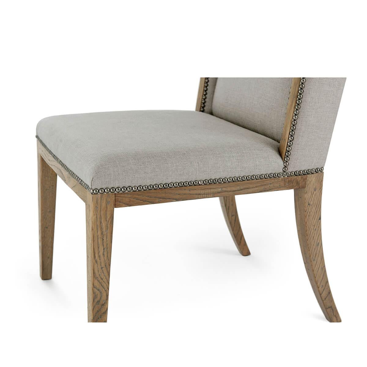 Contemporary Modern Oak Upholstered Dining Chair For Sale