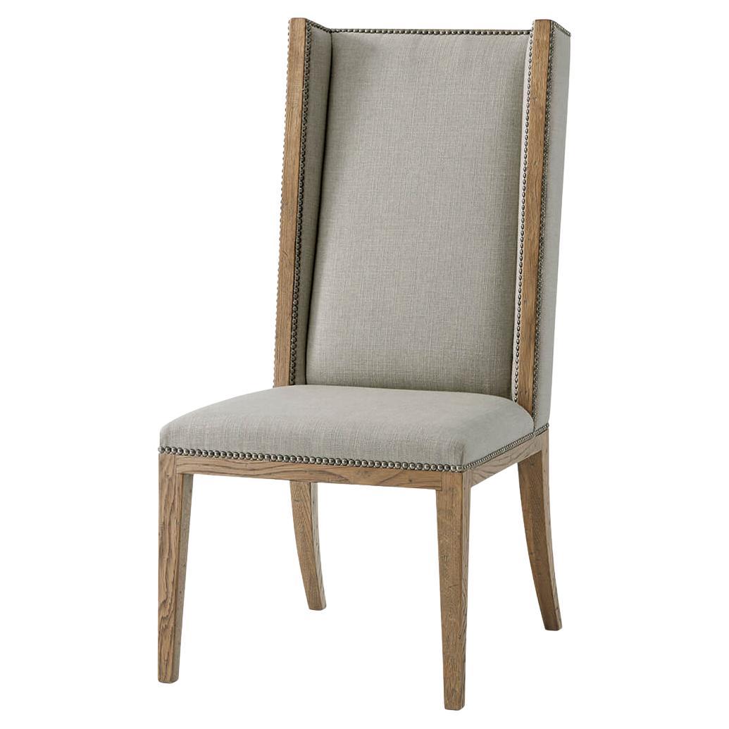 Modern Oak Upholstered Dining Chair For Sale