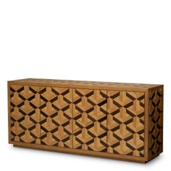 Modern Oak Veneer Dresser with Inlay Pattern