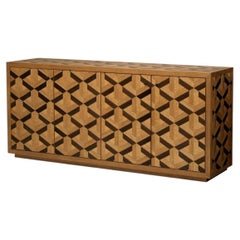 Modern Oak Veneer Dresser with Inlay Pattern