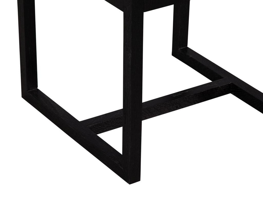 Modern Oak Wire Brushed Black Side Table In Excellent Condition For Sale In North York, ON