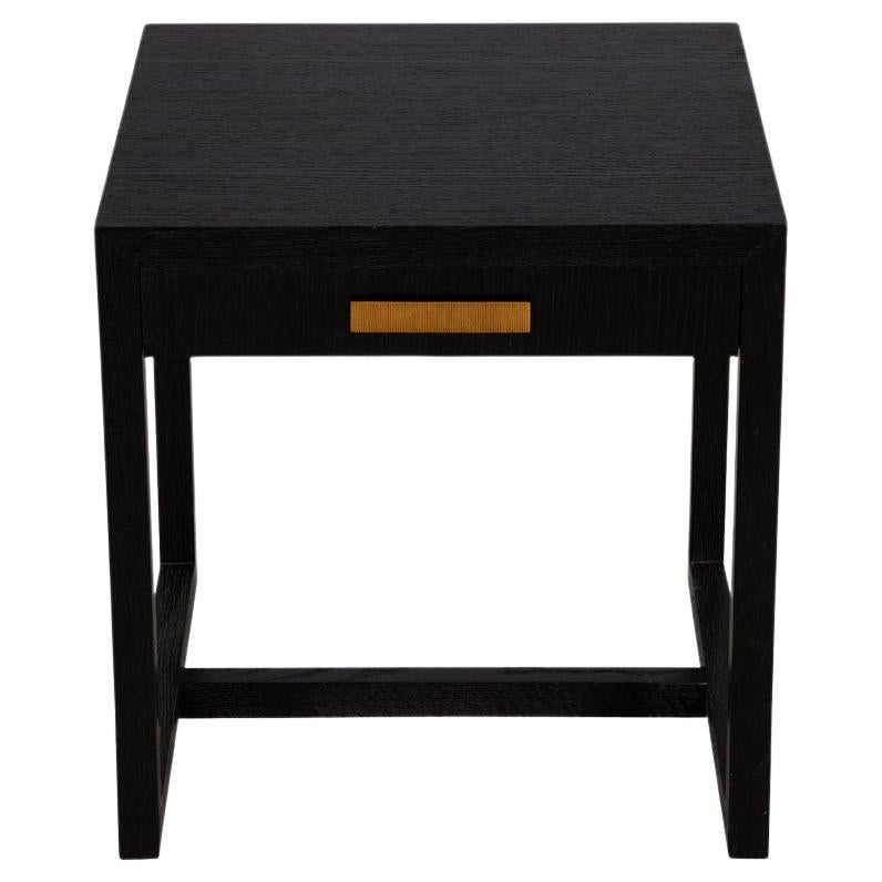 Modern Oak Wire Brushed Black Side Table