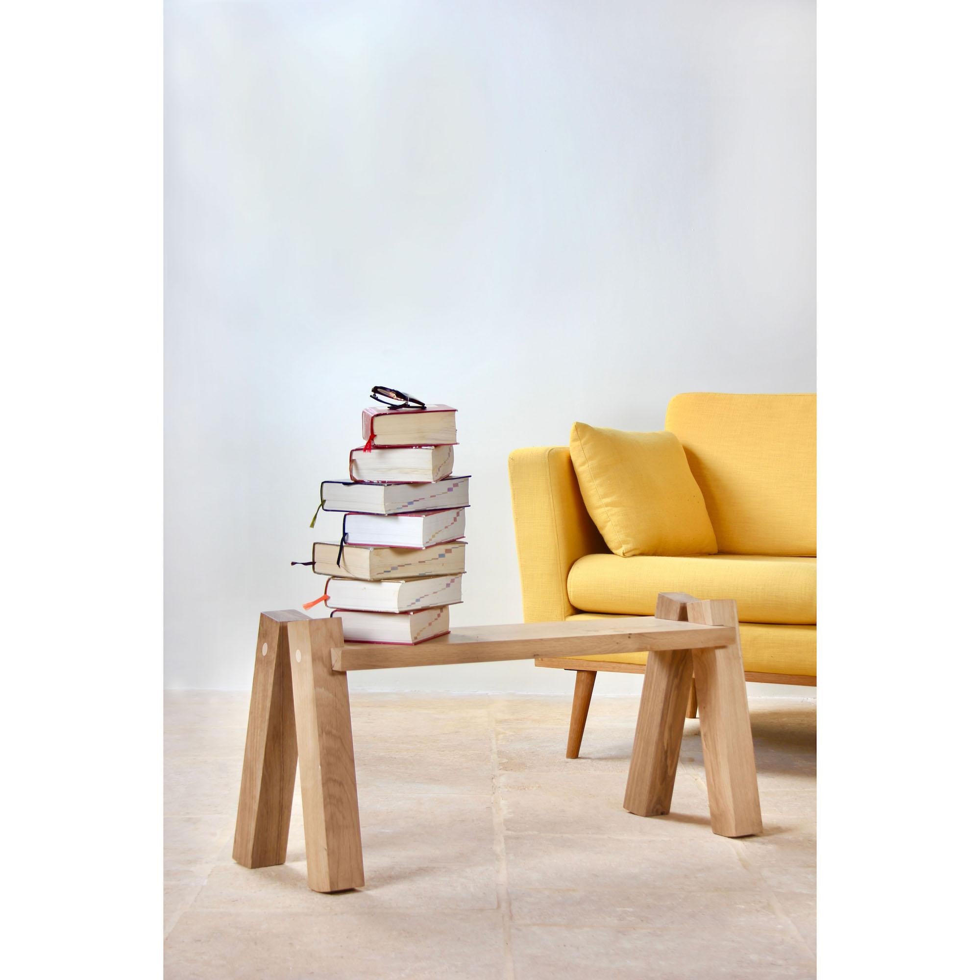 Woodwork Modern Oak Wood Side Table by Alto Duo '3 Sizes' For Sale