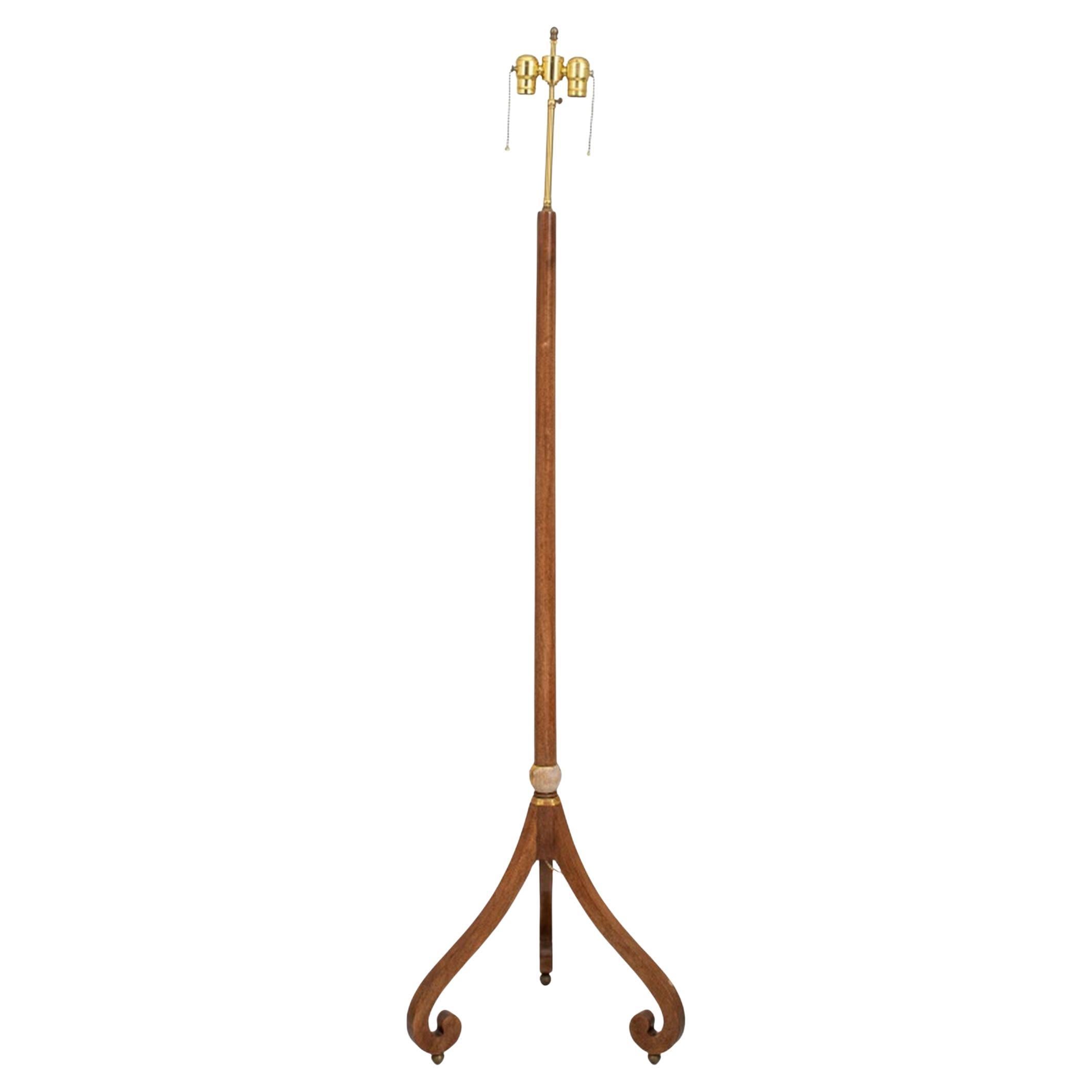 Modern Oak Wood Tripod Floor Lamp