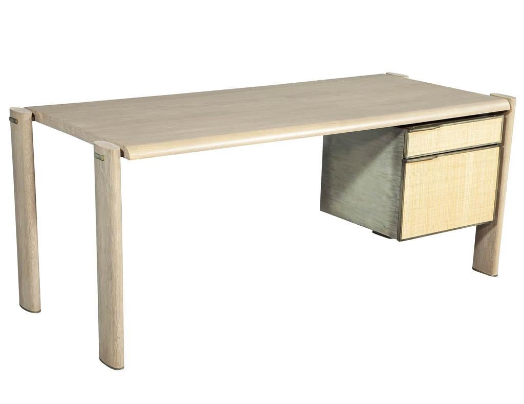 Modern oak writing desk Nichols by Marmol Radziner. Made by Maguire furniture designed by Marmol Radziner this desk has a sleek west coast modernism.
Price includes complimentary curb side delivery to the continental USA.