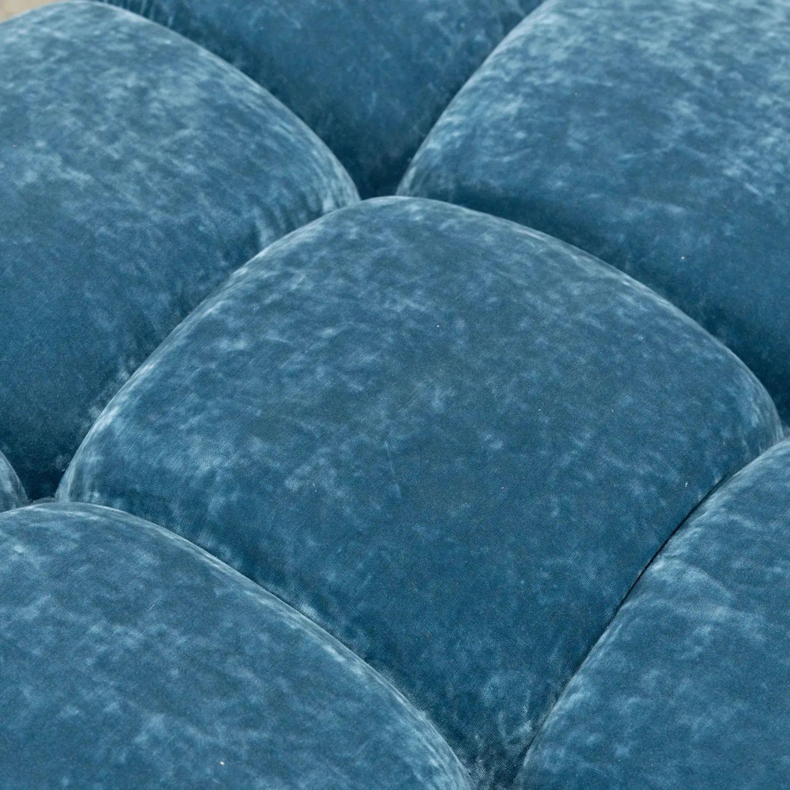 Modern OAM Tufted Velvet & Chrome Ottoman In Good Condition For Sale In Los Angeles, CA