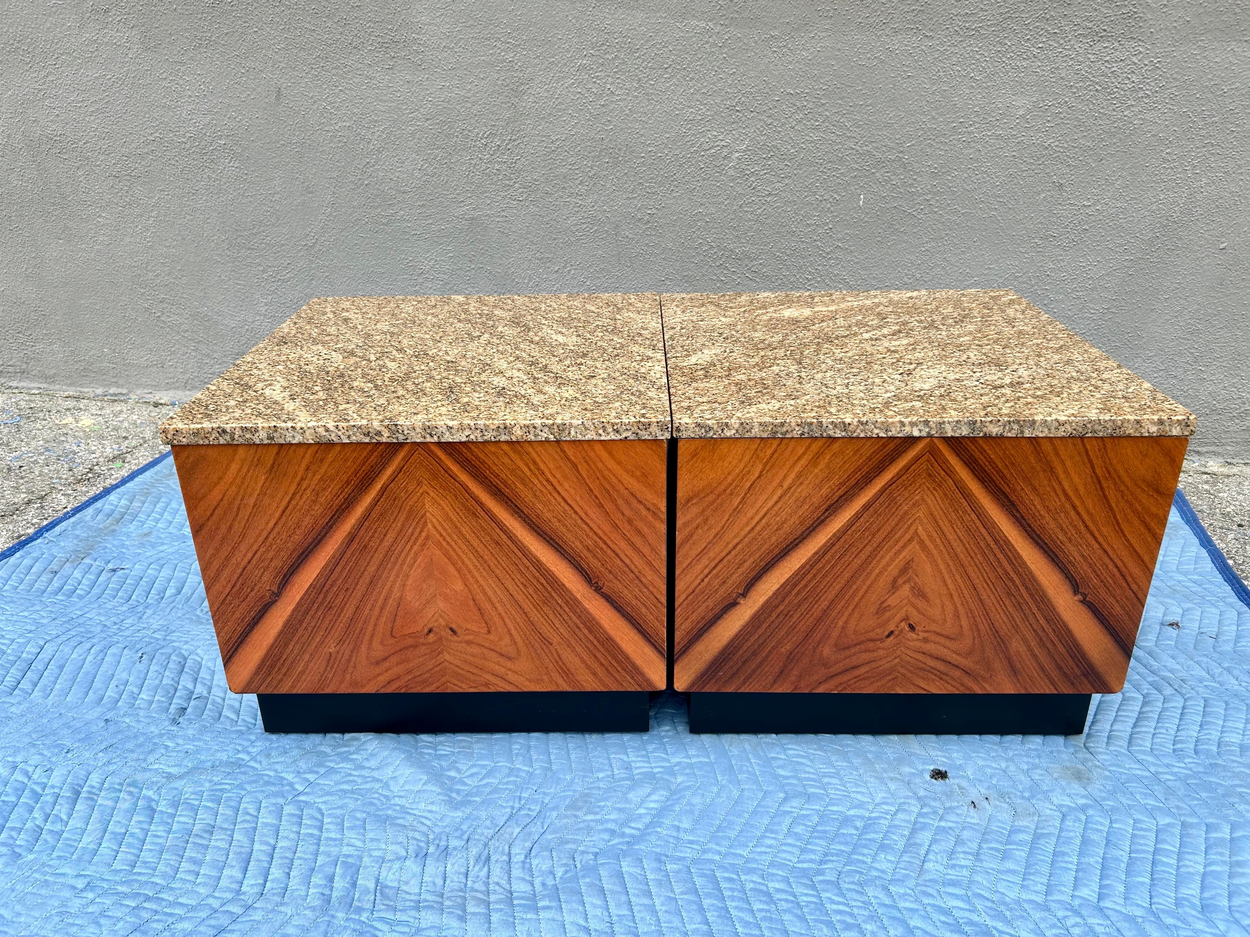Woodwork Modern Occasional Tables with Marble Tops For Sale