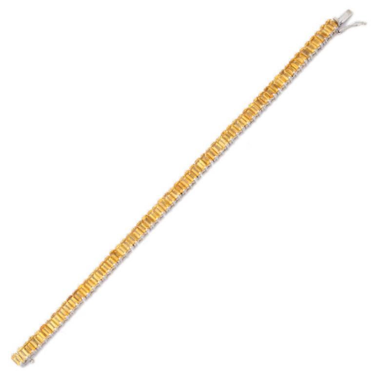 Octagon Cut Modern Octagon Citrine Tennis 925 Silver Bracelet Gift for Best Friend Jewelry For Sale