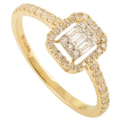 Modern Octagon Cut Diamond Halo Engagement Ring for Women in 14k Yellow Gold