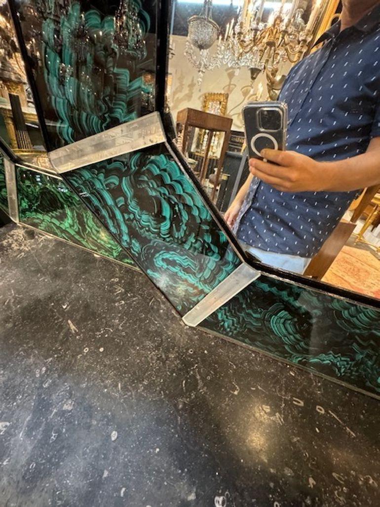 Espejo moderno octogonal de malaquita en venta 2