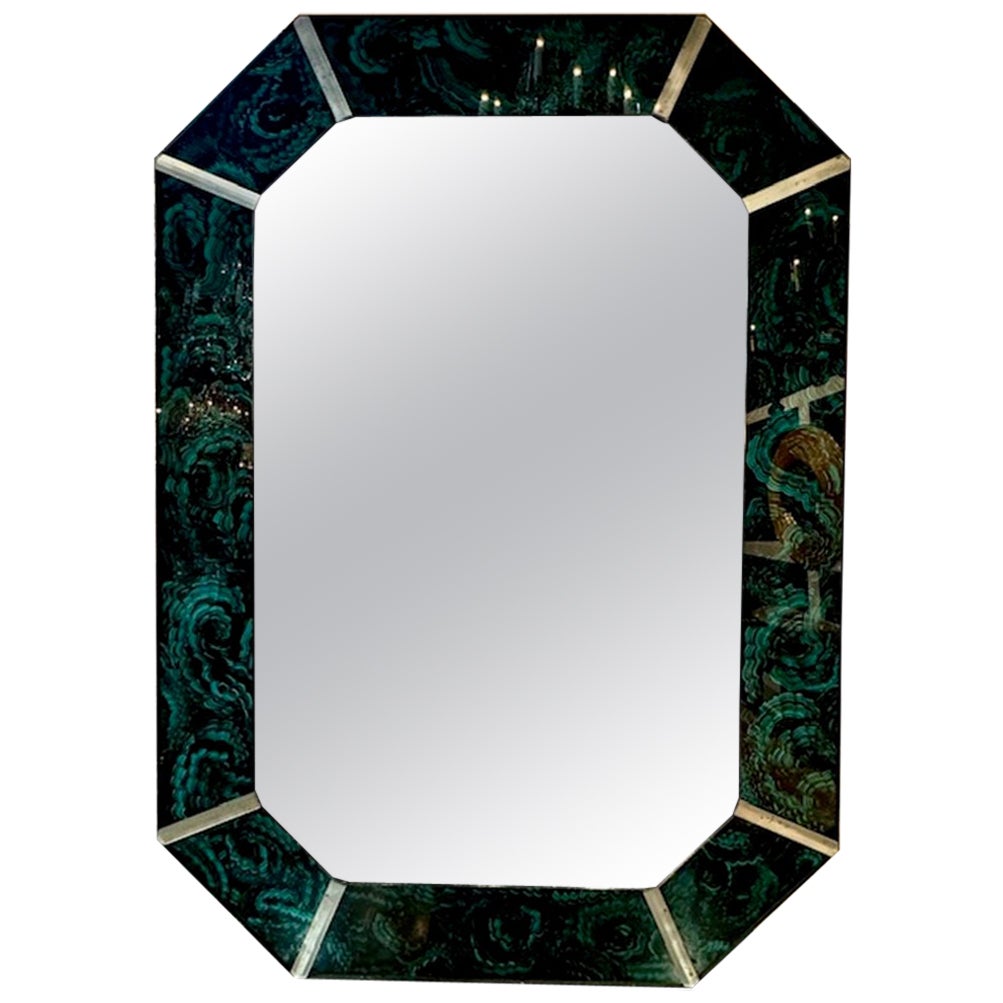 Miroir octogonal moderne en malachite