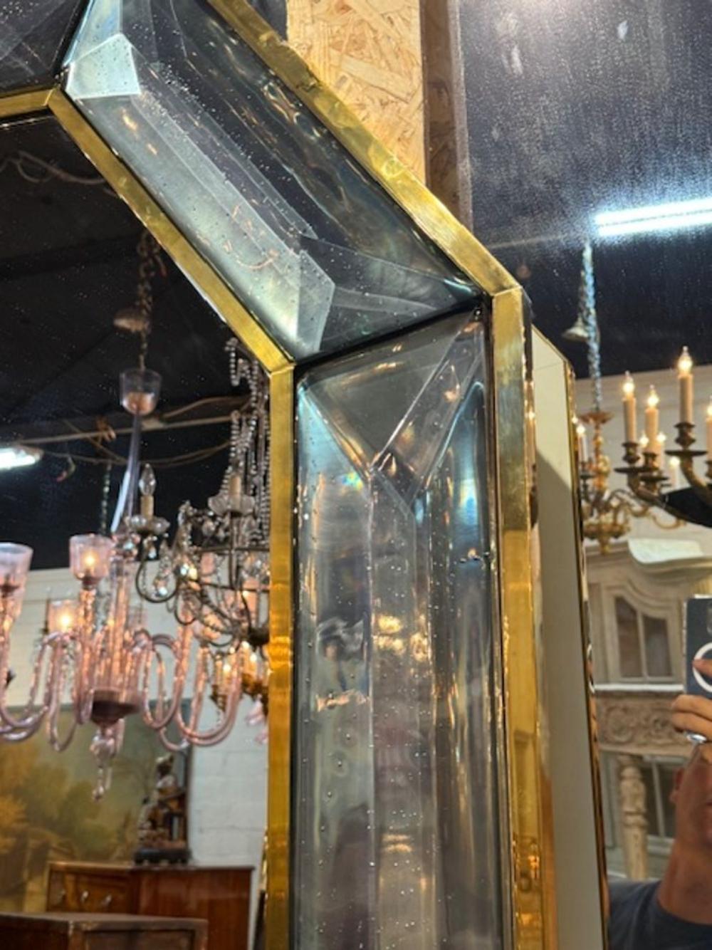Miroir octogonal moderne de Murano en vert Fontana Bon état - En vente à Dallas, TX