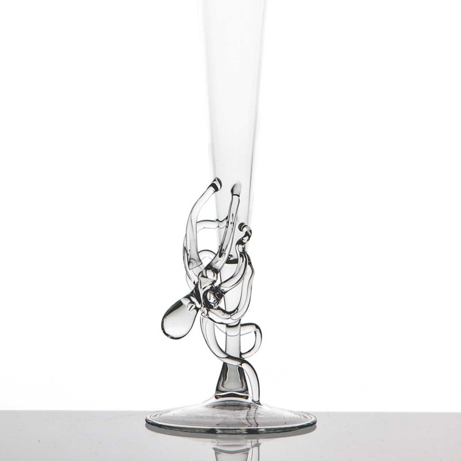 Verre La flûte Polpo moderne en verre soufflé à la main - Créatures marines - Animaux océaniques Prosecco en vente