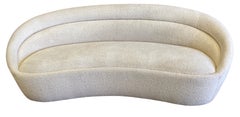 Modern Off-White Bouclé Curved Sofa with Rounded Design