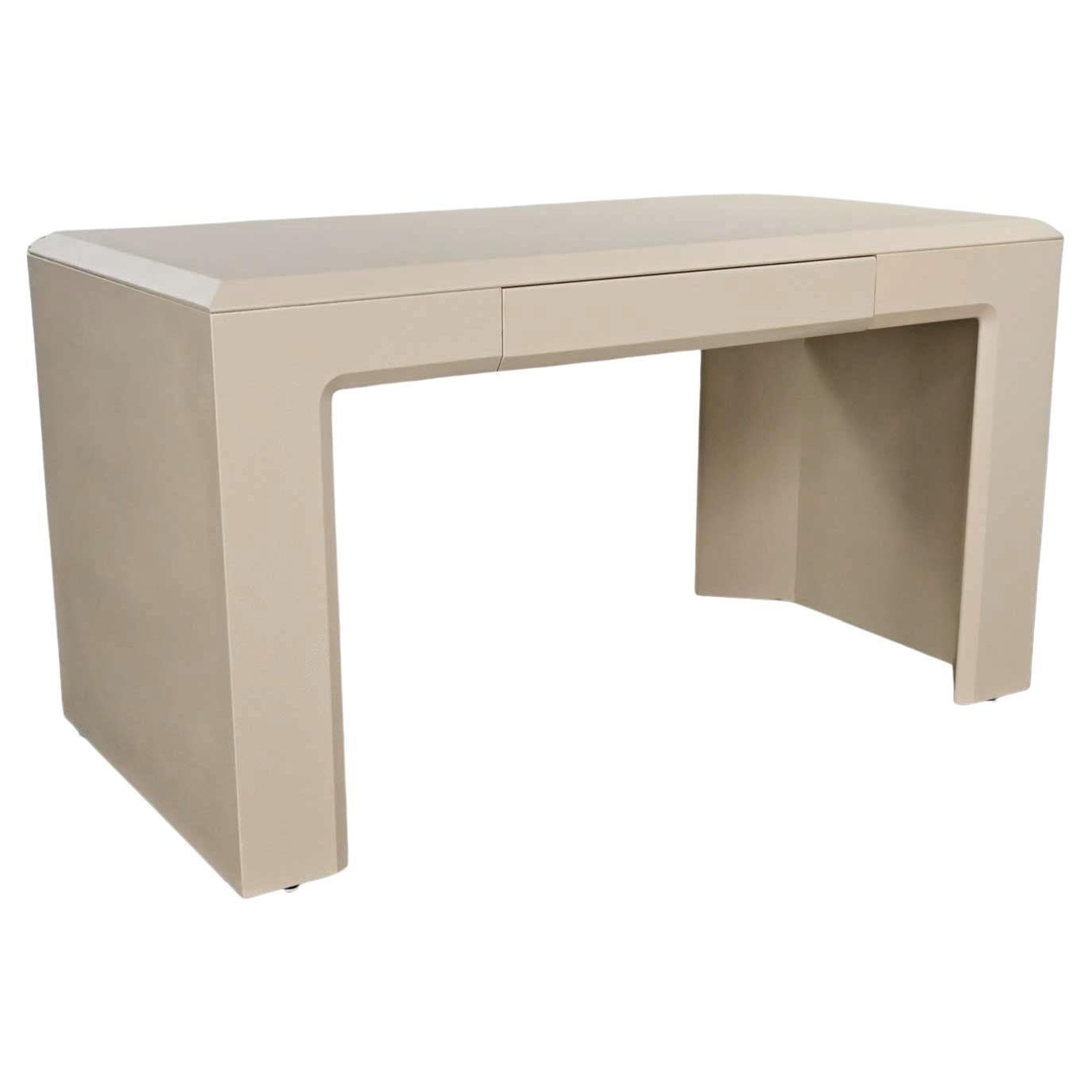 Modern Off White Waterfall Style Writing Desk Faux Shgreen by Lane Alta