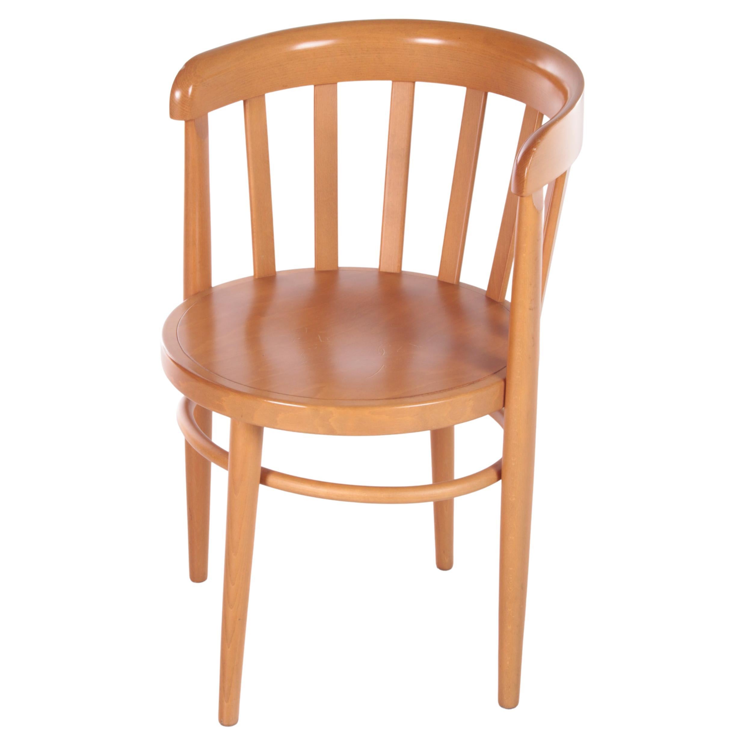 1980s Green Leather and Wood Open Arm Captain Chair, Tufted and Nail