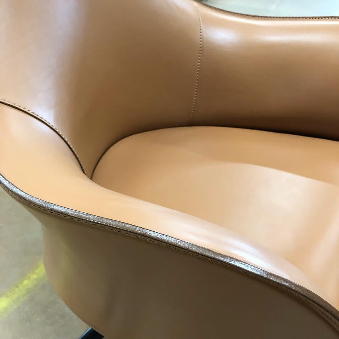 Modern Office Chairs, Made in Italy, Soft Full Grain Leather For Sale 2