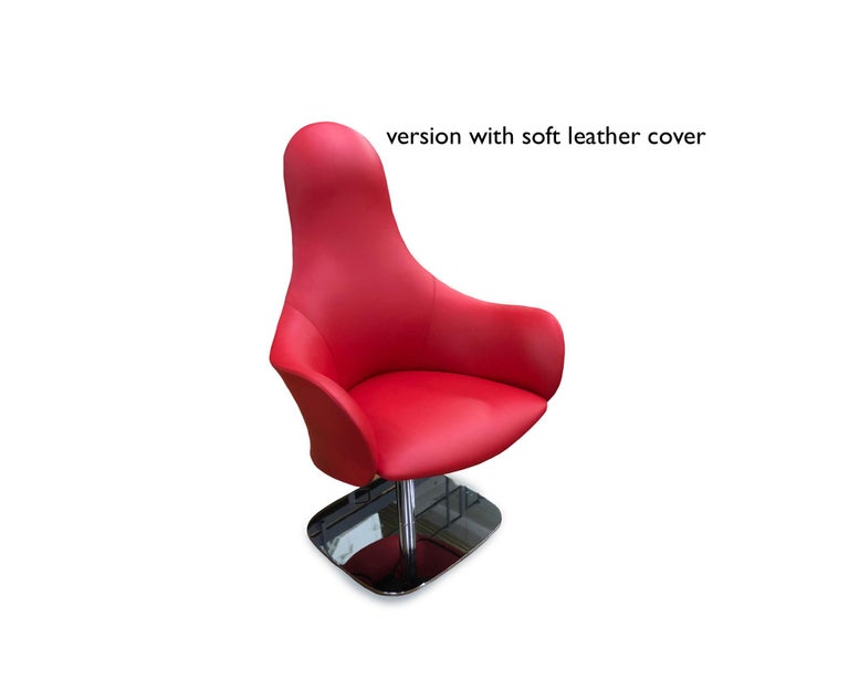 Modern Office Chairs, Made in Italy, Soft Full Grain Leather For Sale