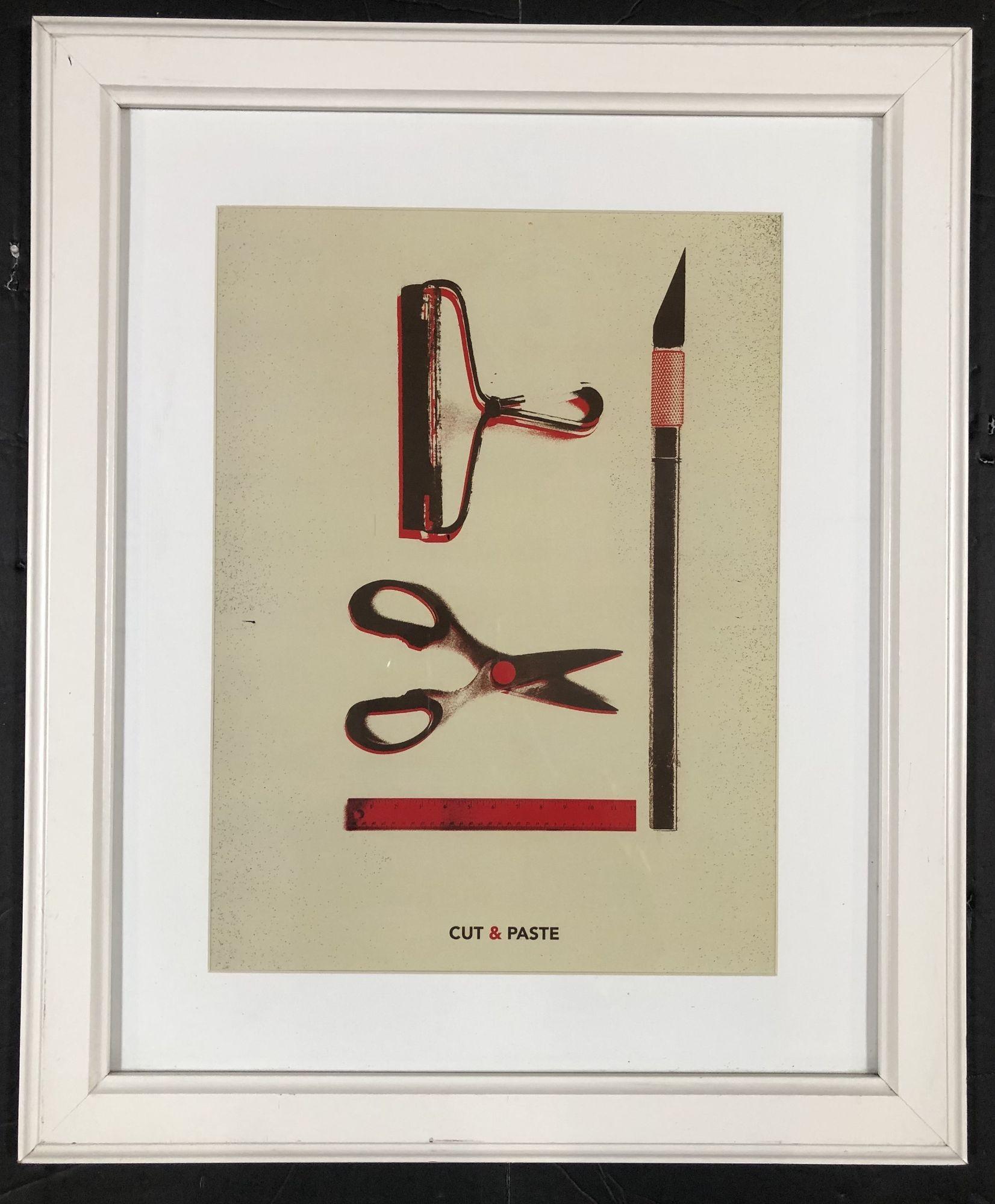 Modernes Büromaterial Collage Dreidimensionaler Kunstdruck 