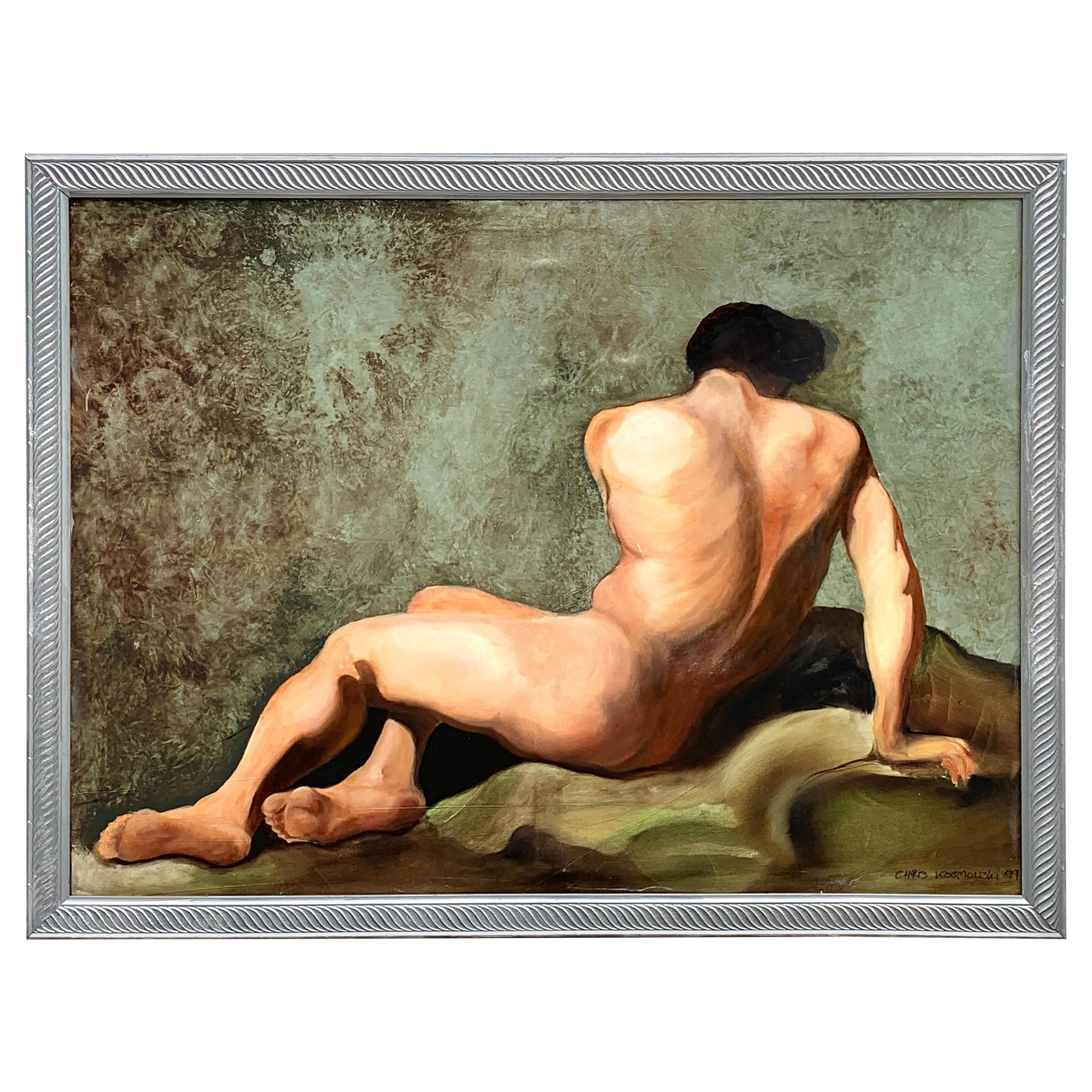 Modern Oil on Canvas after Jacques-Louis David, Académie d’homme, dite Patrocle For Sale