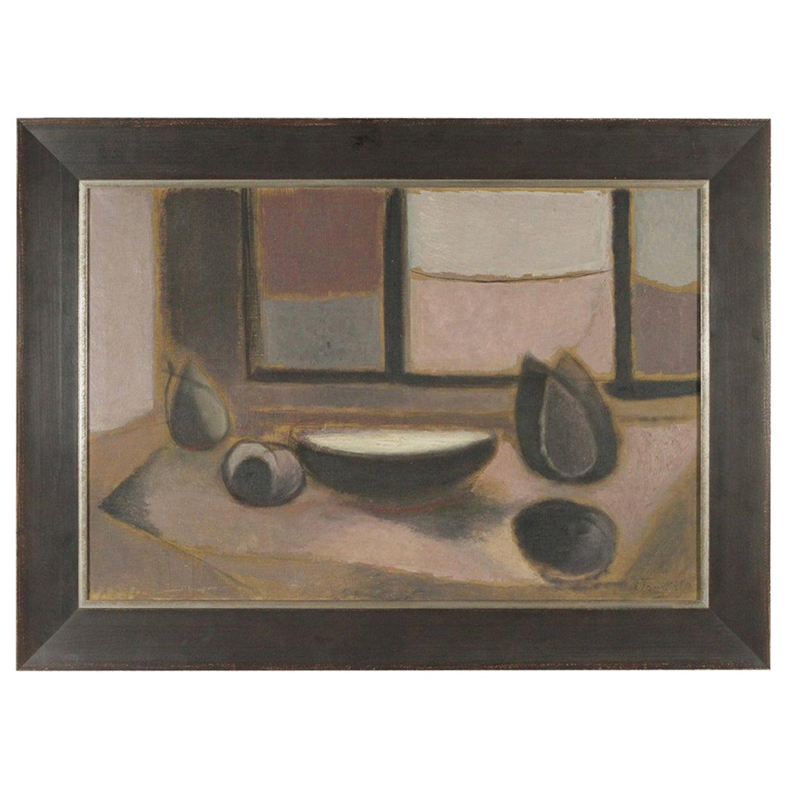 Modern Oil on Canvas Still Life by Eugenio Tomiolo, circa 1954