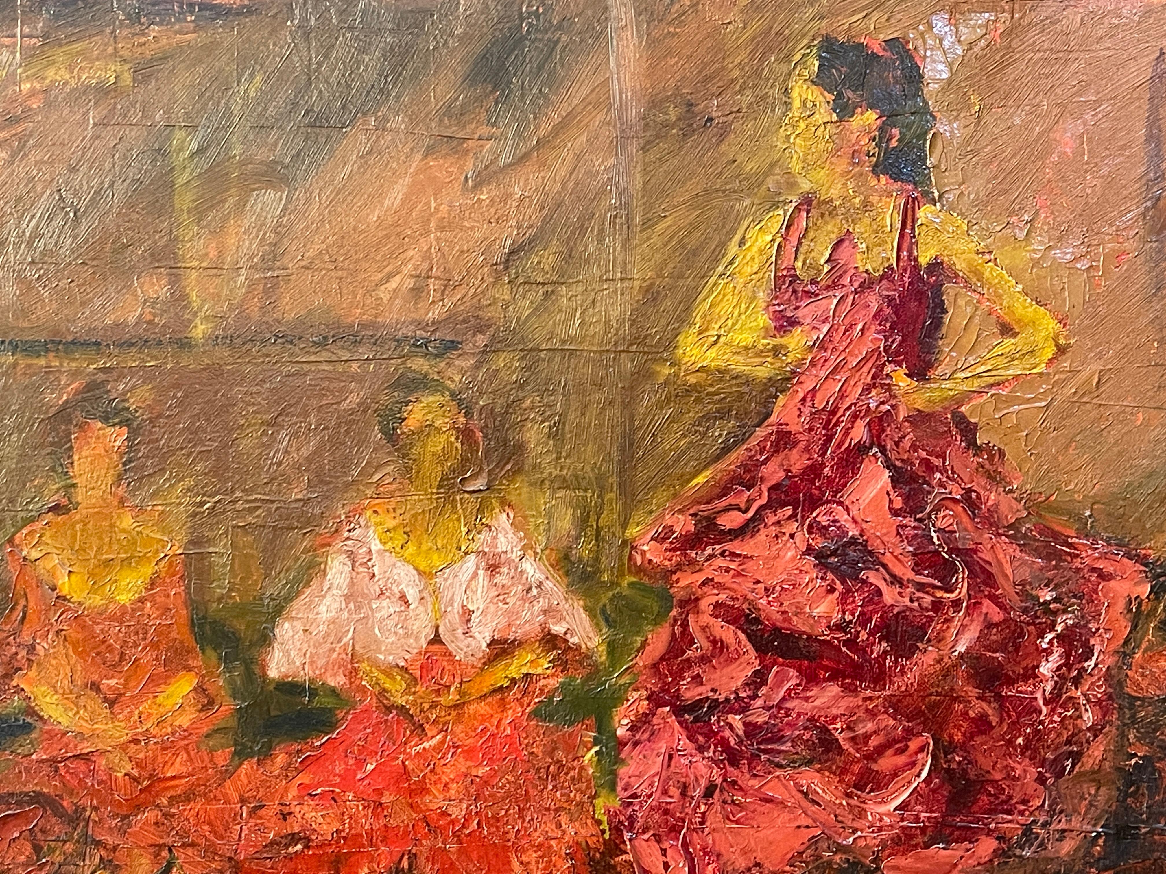 Modern oil painting on canvas, dance scene, 20th century, impressionist
Painting made in oil on canvas, very material, from the Hispanic area, second half of the 20th century.
Good condition as from picture
On the back it bears the abbreviation