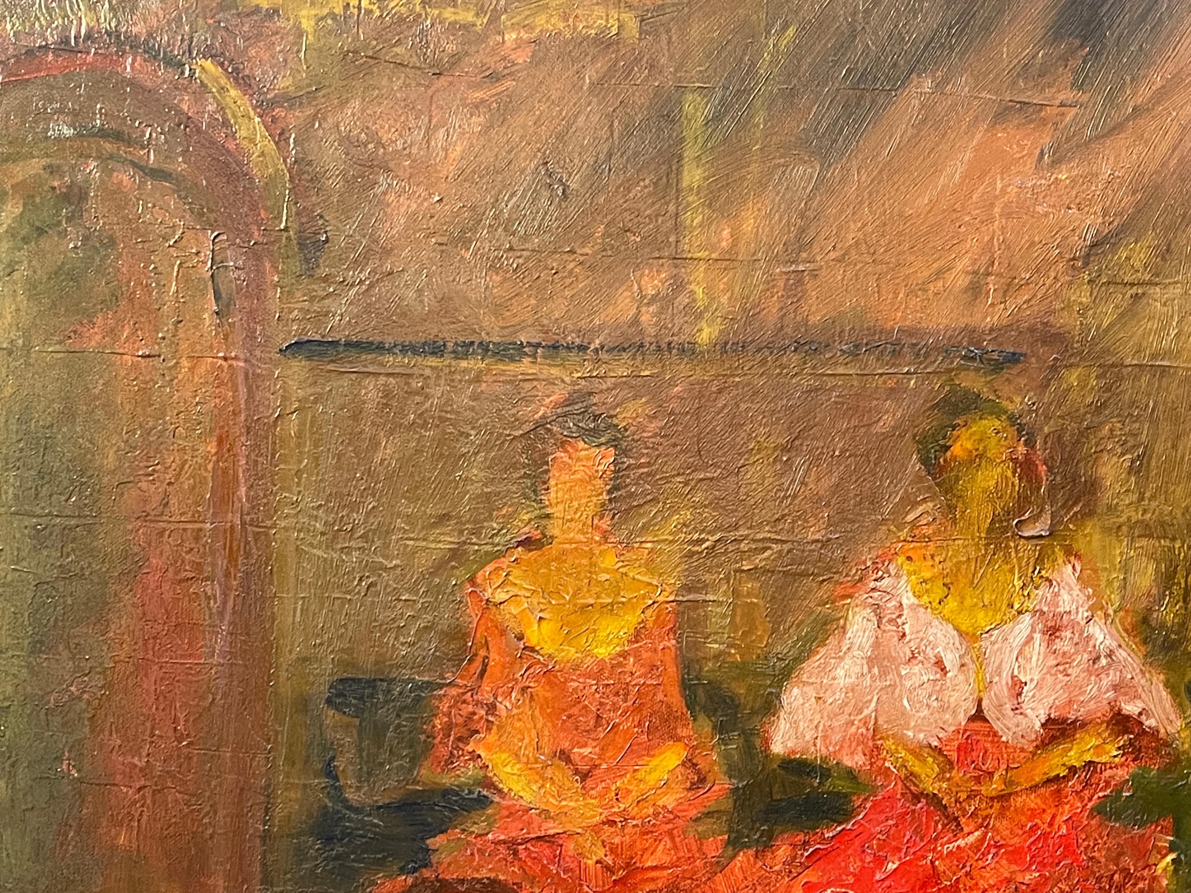 Romantique Peinture à l'huile moderne sur toile, scène de danse, 20e siècle, impressionniste en vente