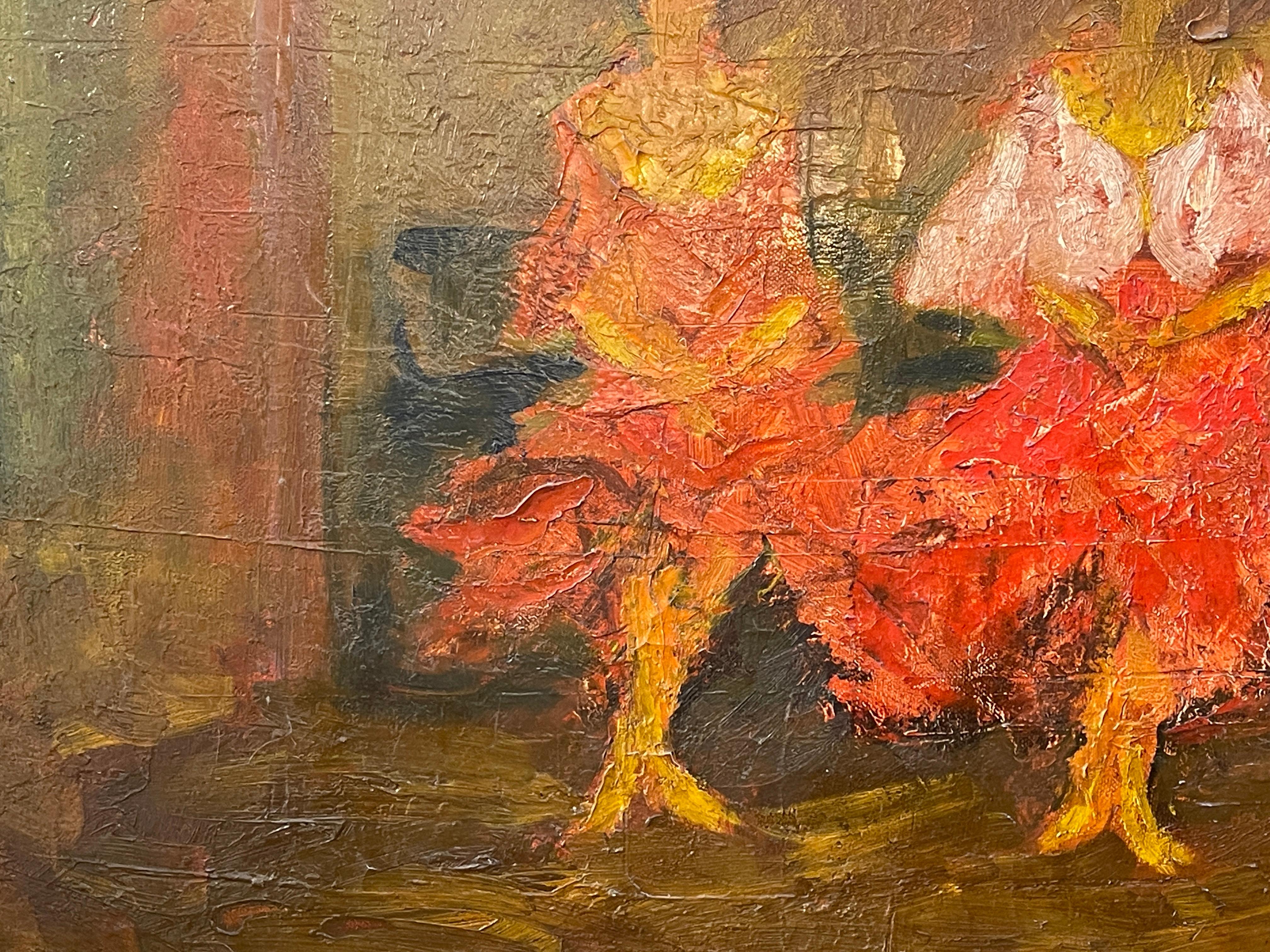 Espagnol Peinture à l'huile moderne sur toile, scène de danse, 20e siècle, impressionniste en vente