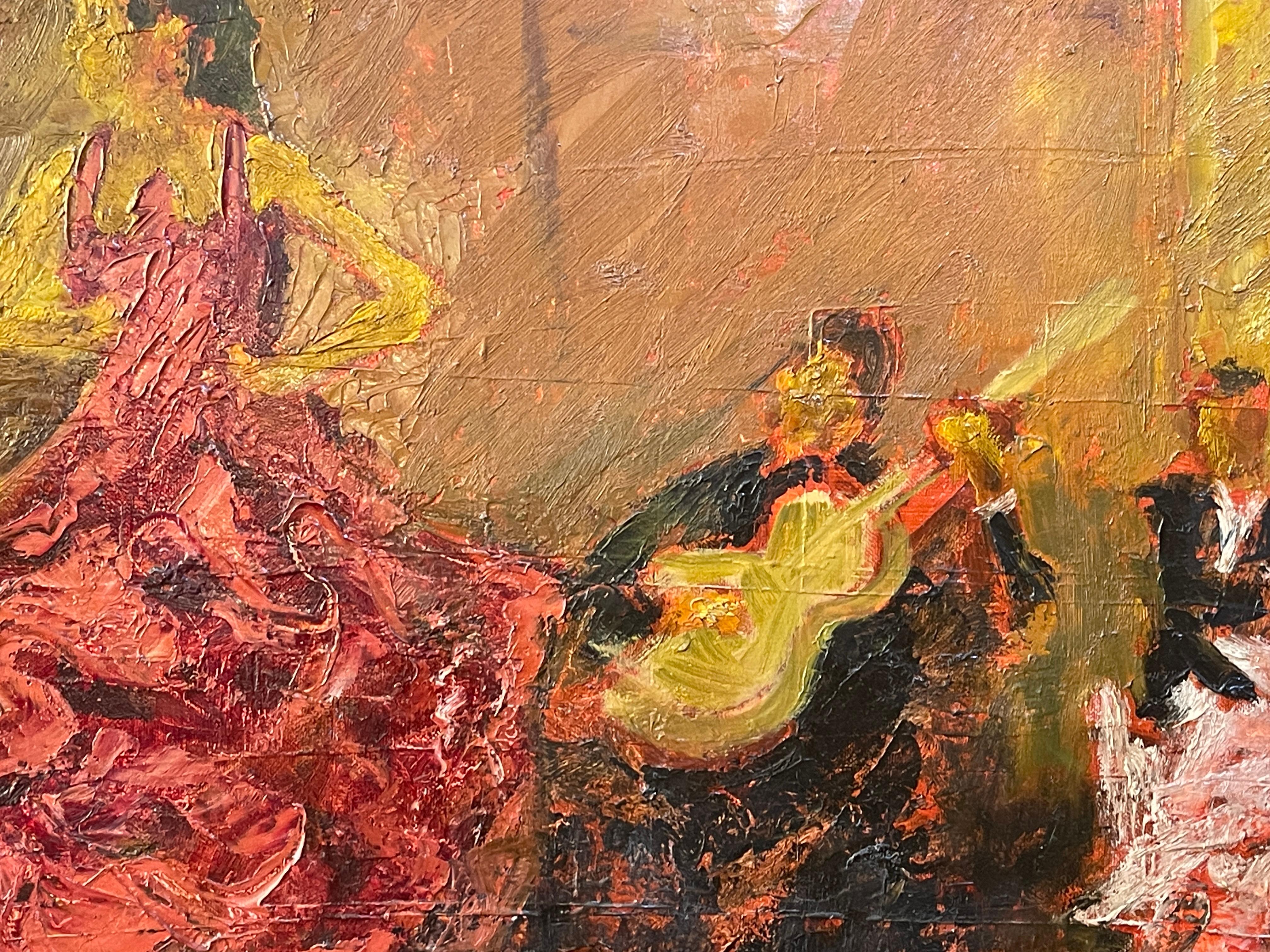 Hand-Painted Modern oil painting on canvas, dance scene, 20th century, impressionist For Sale