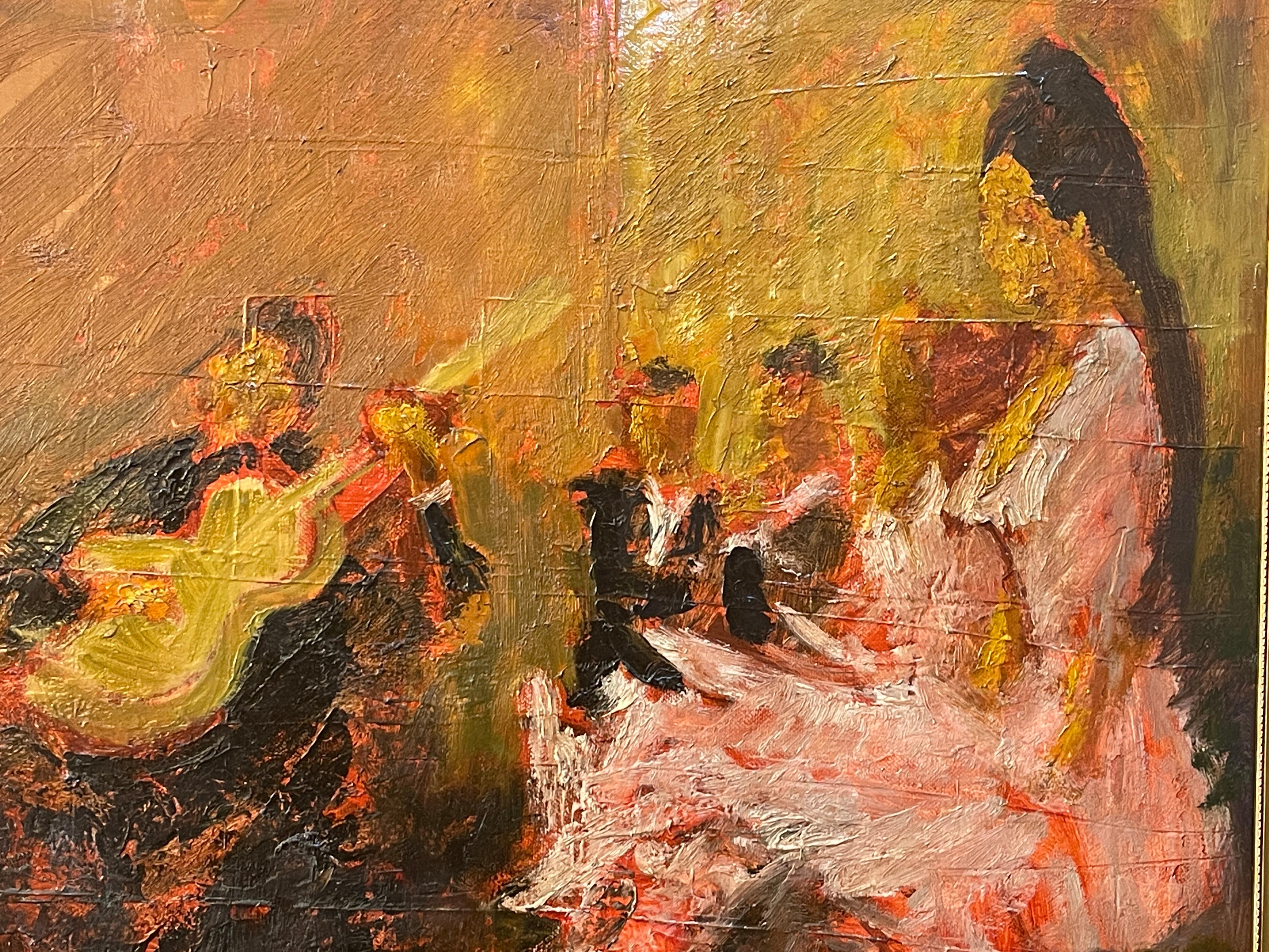 Peinture à l'huile moderne sur toile, scène de danse, 20e siècle, impressionniste Bon état - En vente à Monza, IT