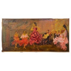 Modern oil painting on canvas, dance scene, 20th century, impressionist