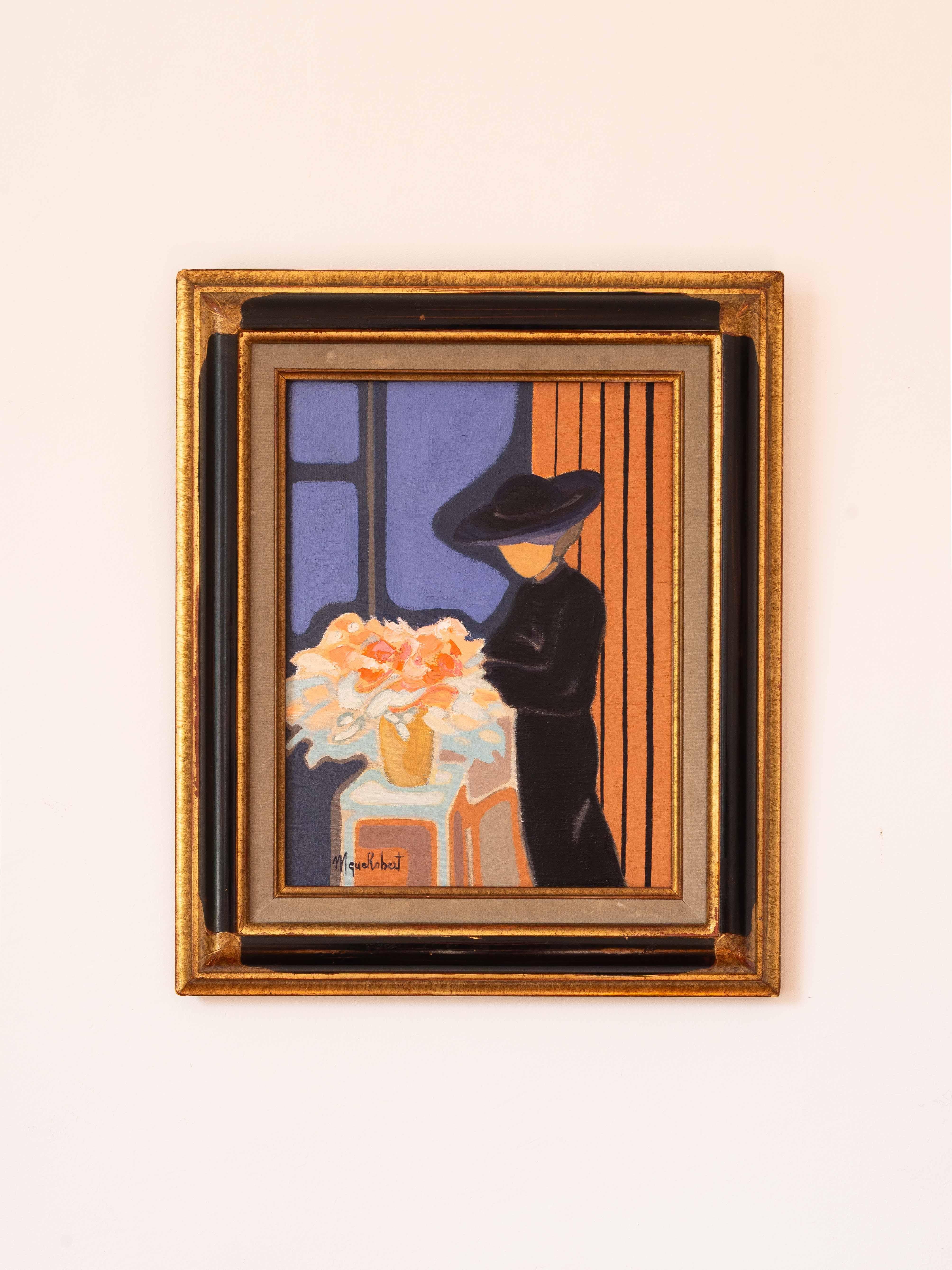 Modern Oil Painting - Portrait of a Woman with Flowers by Monique ROBERT - 1980s

Oil painting on canvas by french artist Monique ROBERT.

Signed and framed .

Beautiful signed painting by French artist Monique ROBERT, who has exhibited extensively