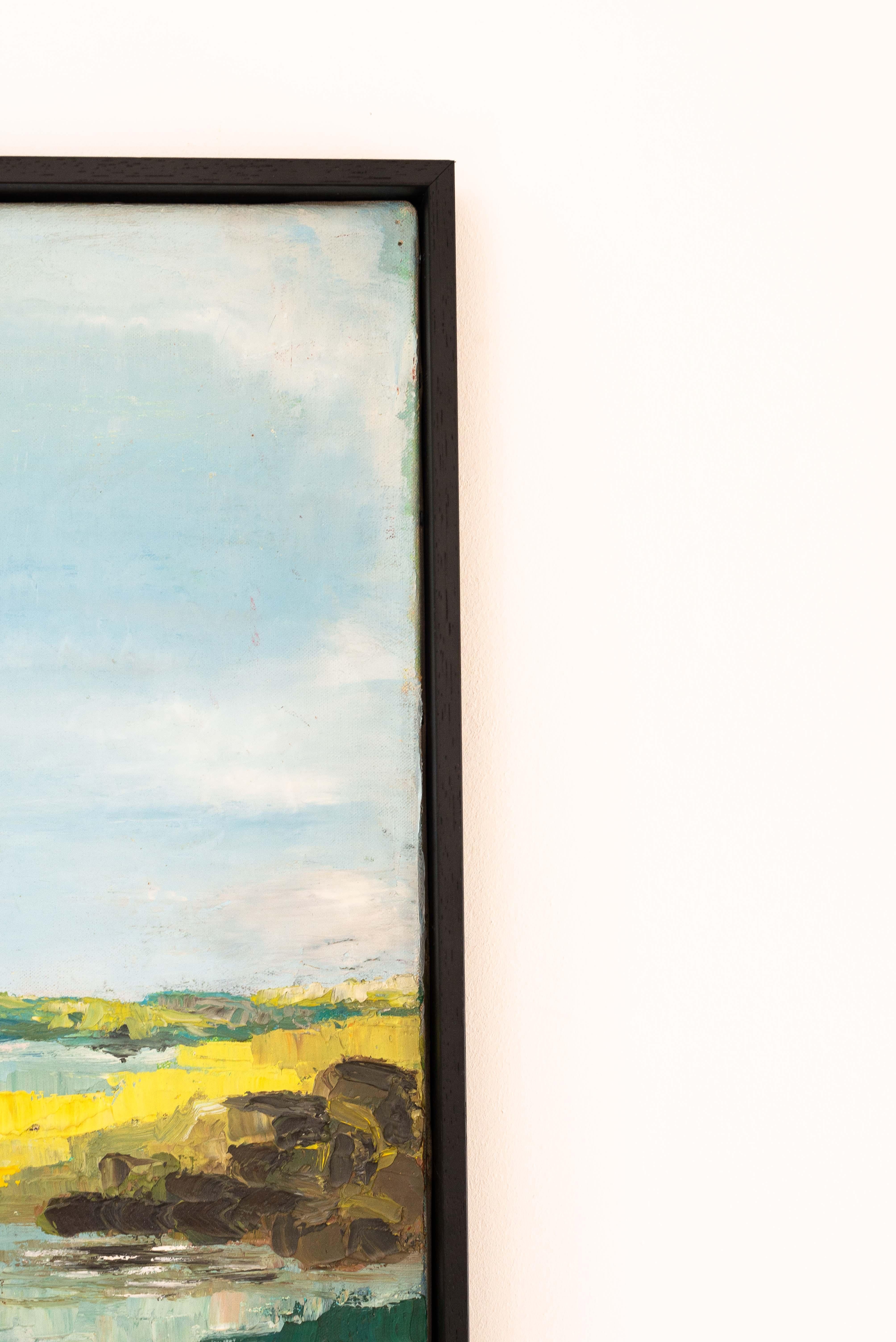 Pintura al óleo moderna, Paisaje junto al mar, Bretaña - Francia Años 60 en venta 8