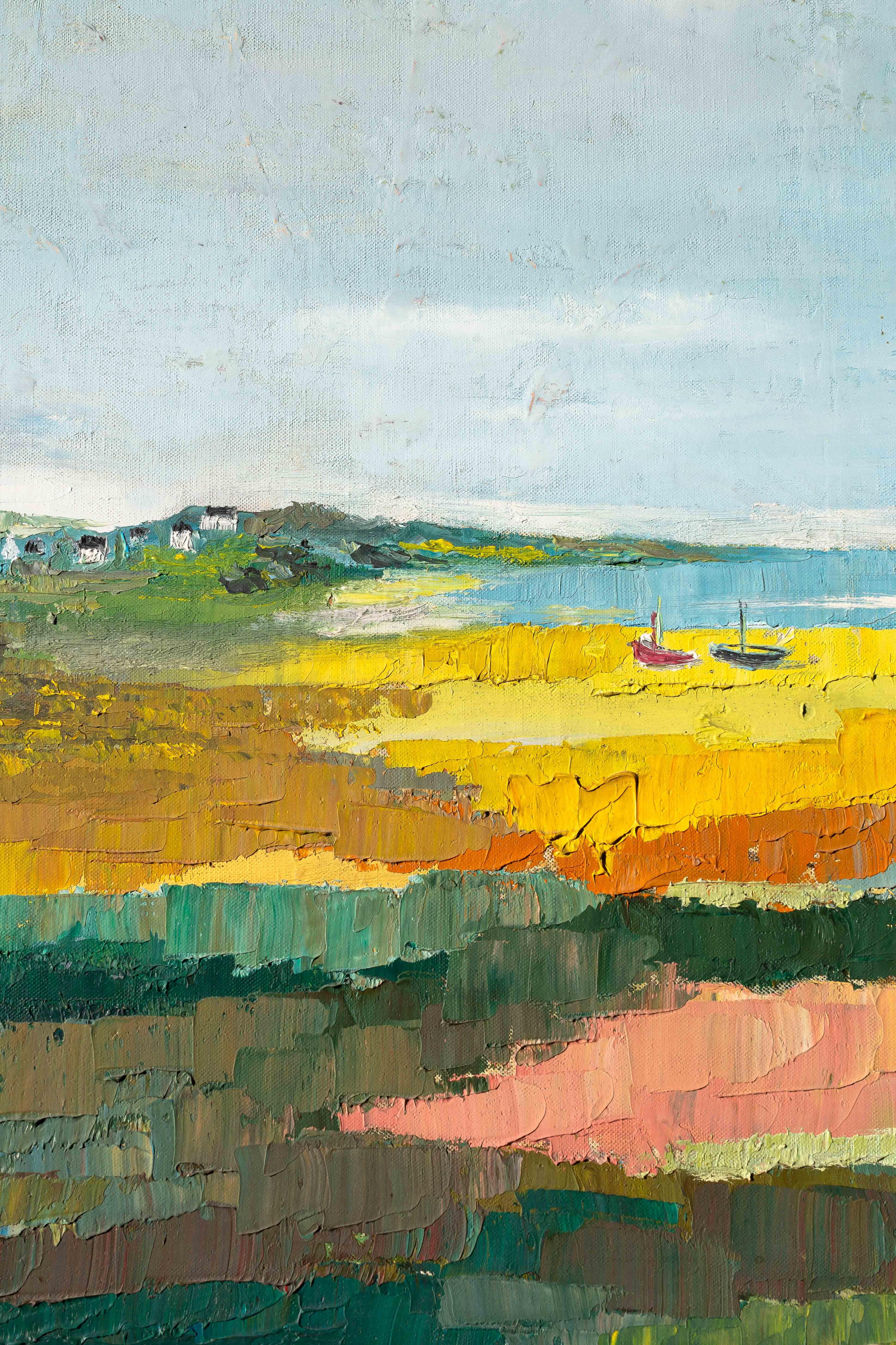 Pintura al óleo moderna, Paisaje junto al mar, Bretaña - Francia Años 60

Pintoresca escena de un paisaje de Bretaña (Francia) con su típica vista al mar, sus casitas y la naturaleza. Elementos abstractos que captan la atmósfera de la región. 

Data