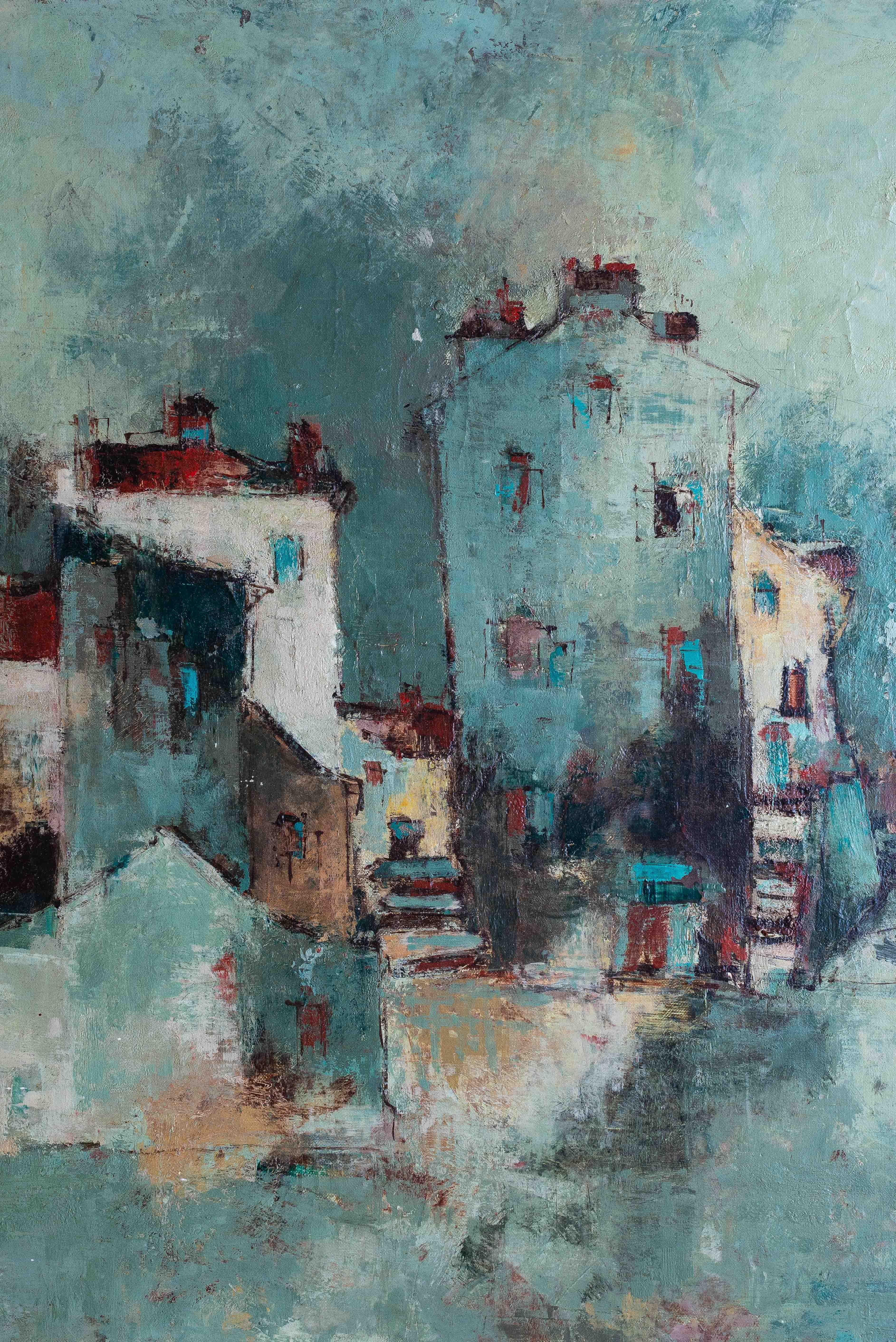 Pittura a olio moderna, Paesaggio urbano di Joseph RAUMANN, Francia, anni '60.

Scena pittoresca di un villaggio francese, con i suoi edifici tipici e gli angoli delle strade.

Olio su tela con un uso molto sottile dei colori, in una tavolozza di