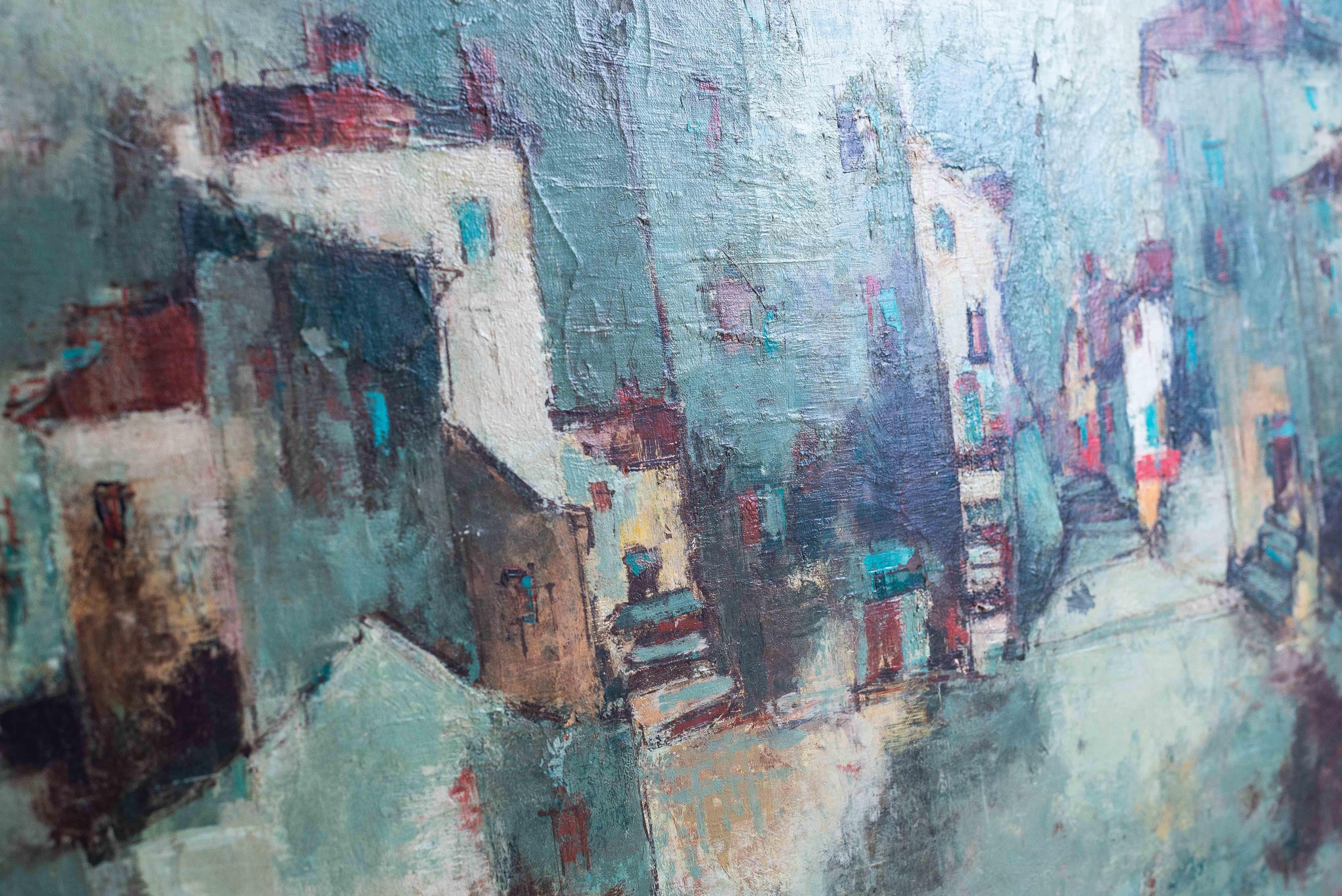 XX secolo Pittura a olio moderna, Paesaggio urbano di Joseph RAUMANN, Francia, anni '60 in vendita