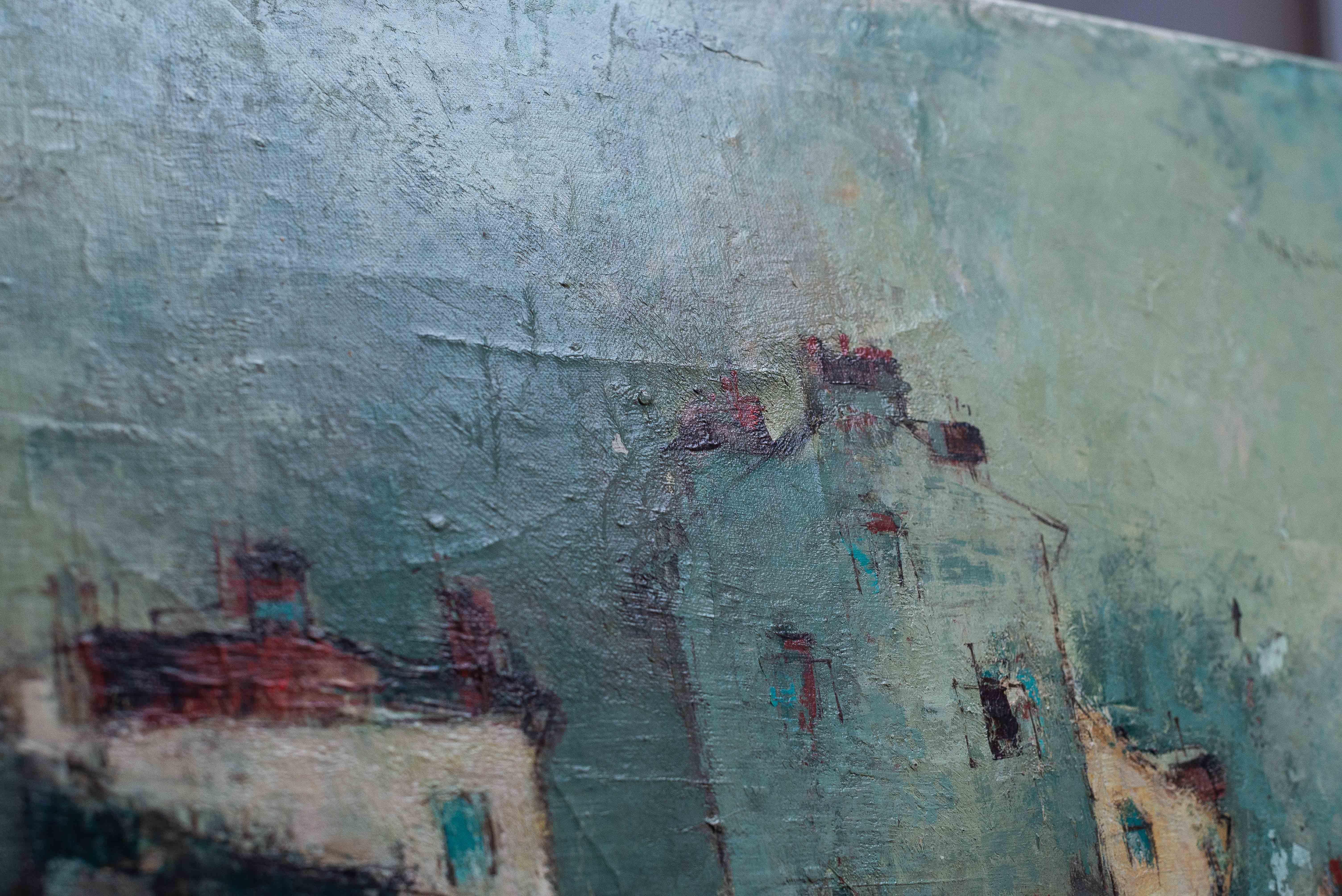 Pittura a olio moderna, Paesaggio urbano di Joseph RAUMANN, Francia, anni '60 in vendita 1