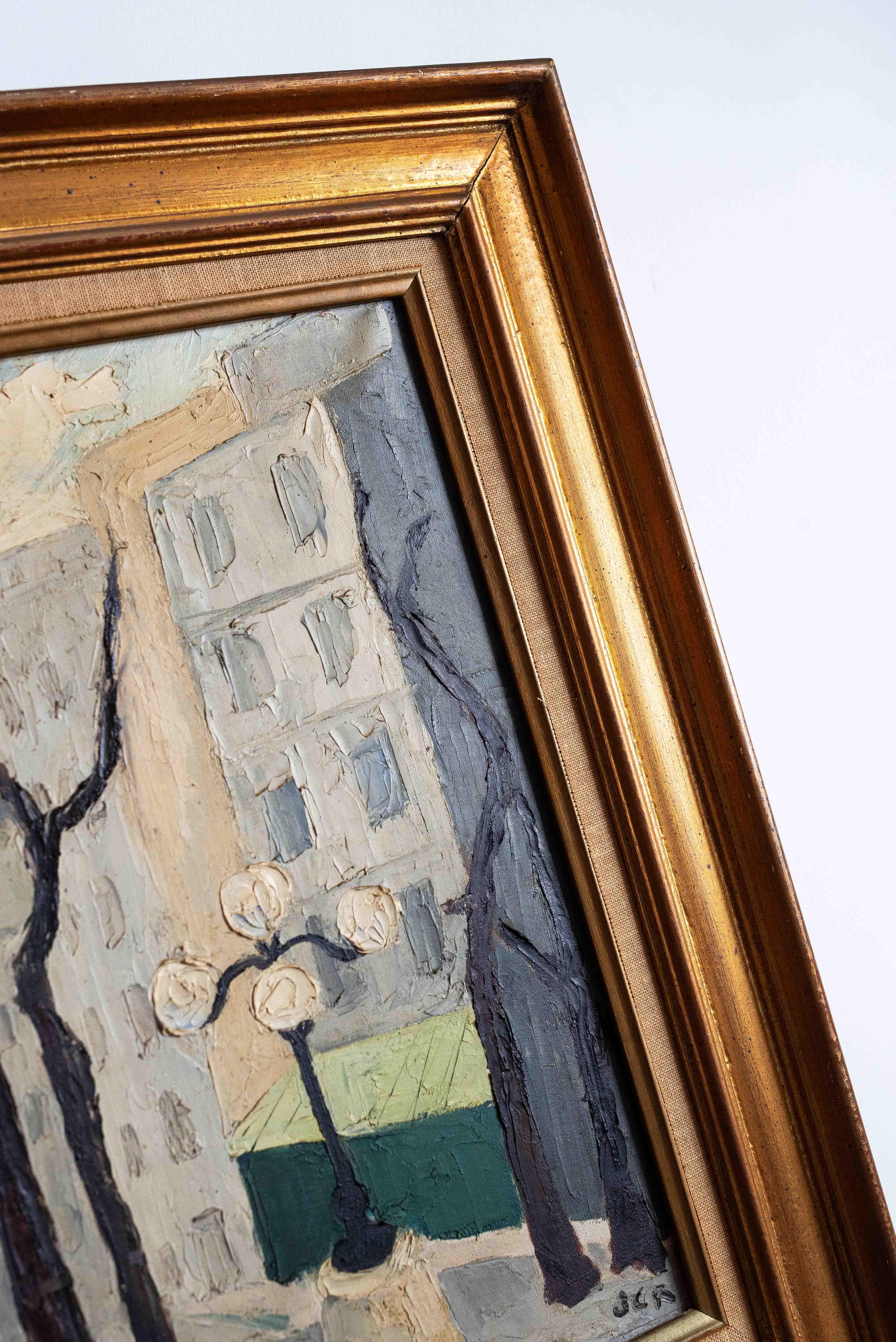 French Modern Oil Painting, Urban Landscape of Paris, France 1950s