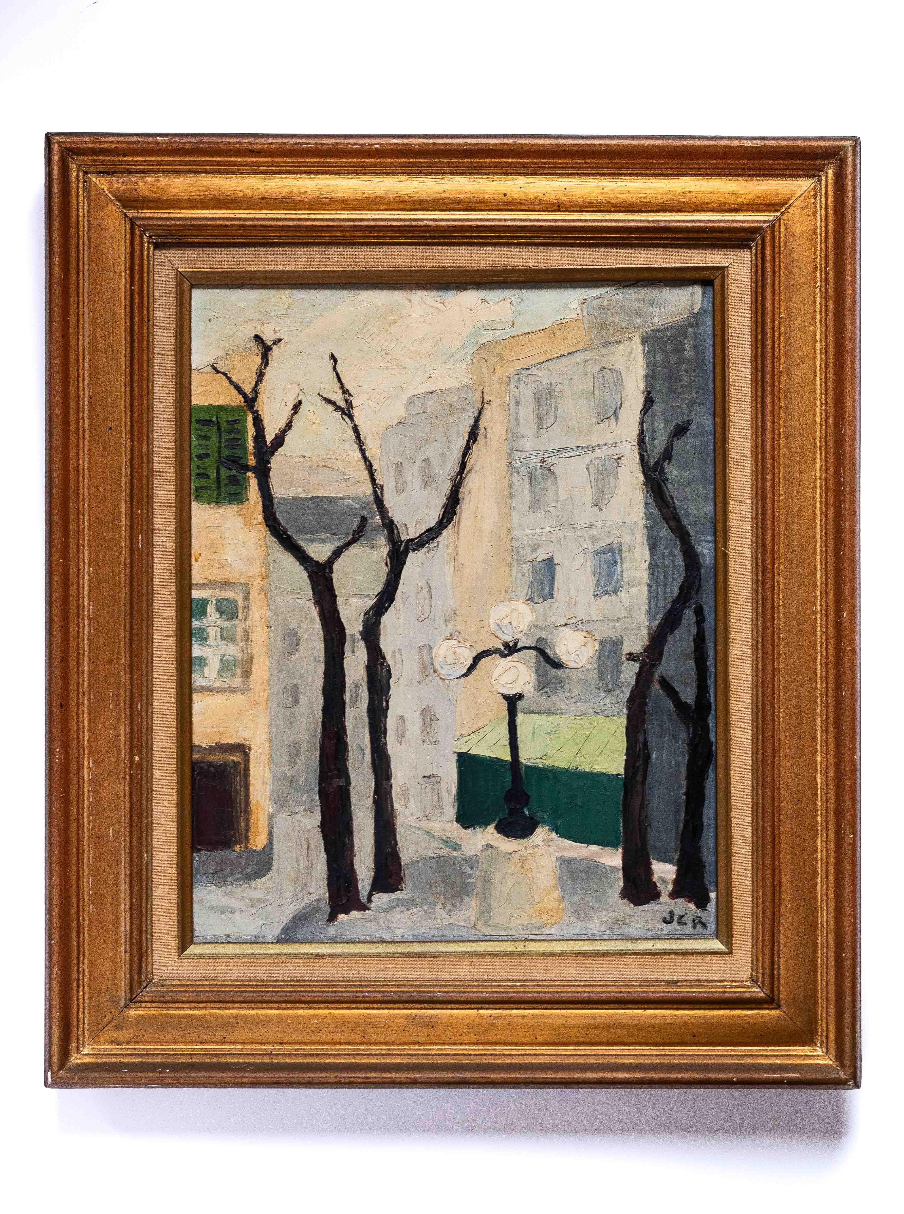 Modern Oil Painting, Urban Landscape of Paris, France 1950s In Good Condition In ROUEN, FR
