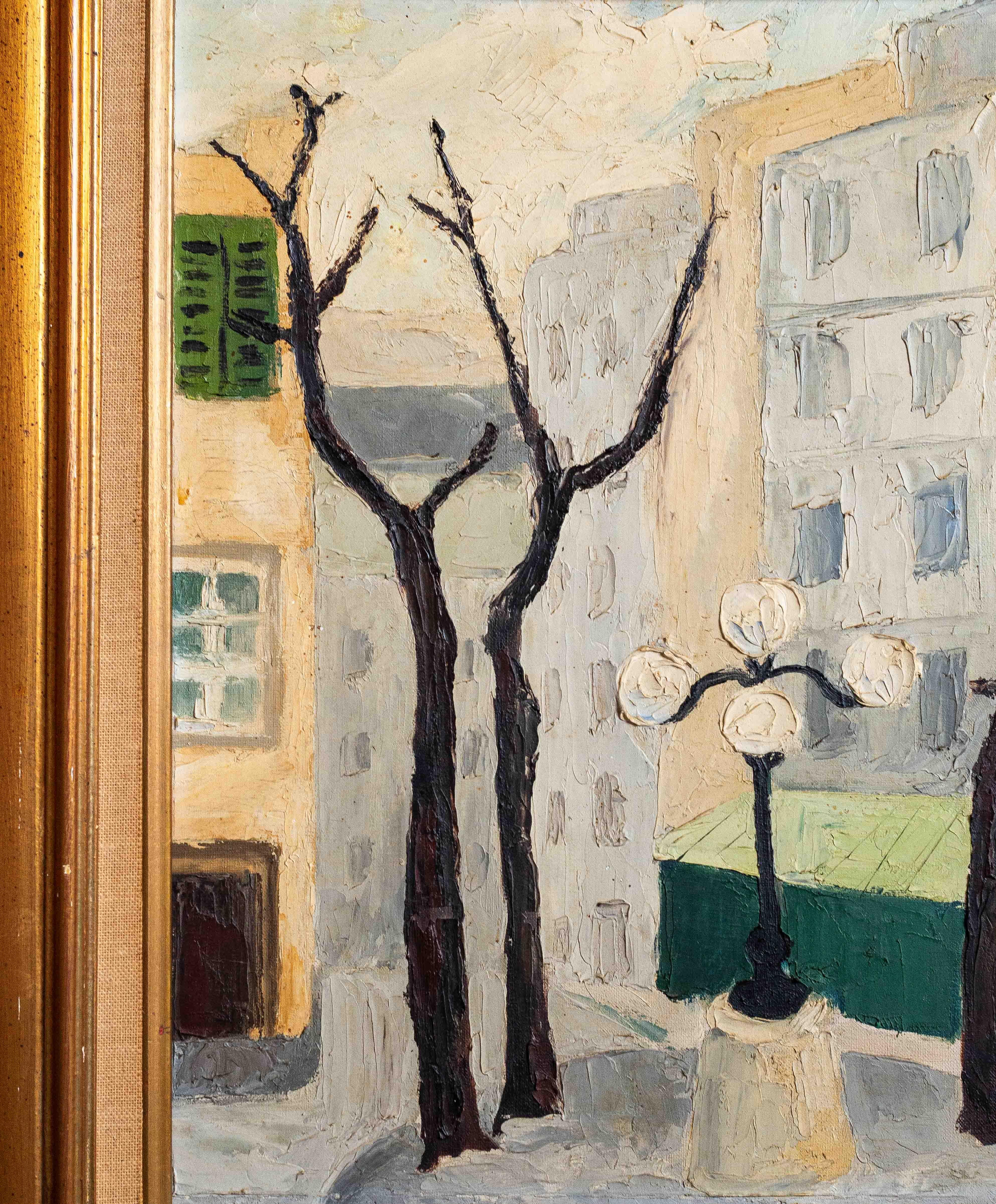 Modern Oil Painting, Urban Landscape of Paris, France 1950s 1