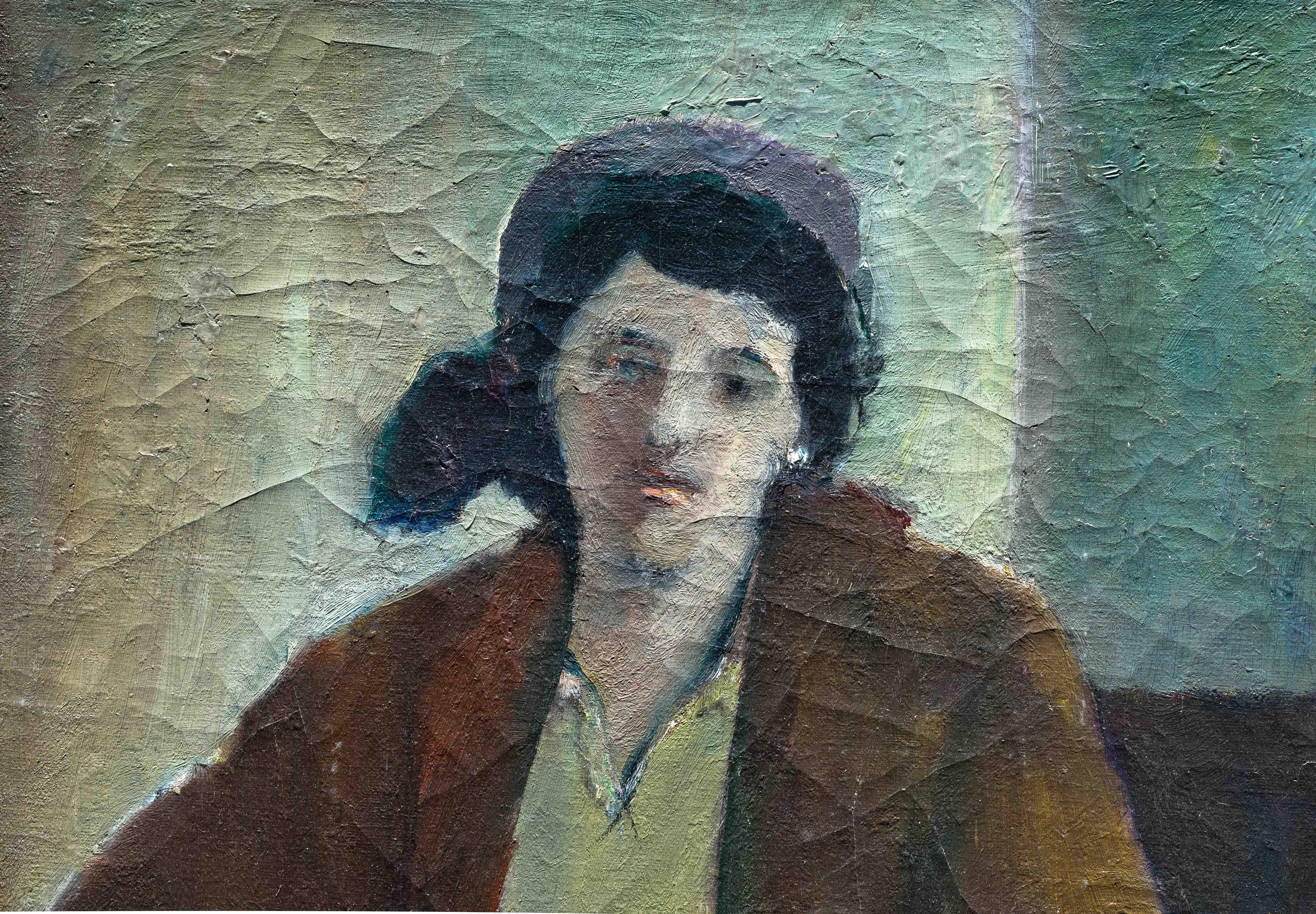 Modern Oil Painting, Woman Portrait, Post Impressionism, France Circa 1930 3