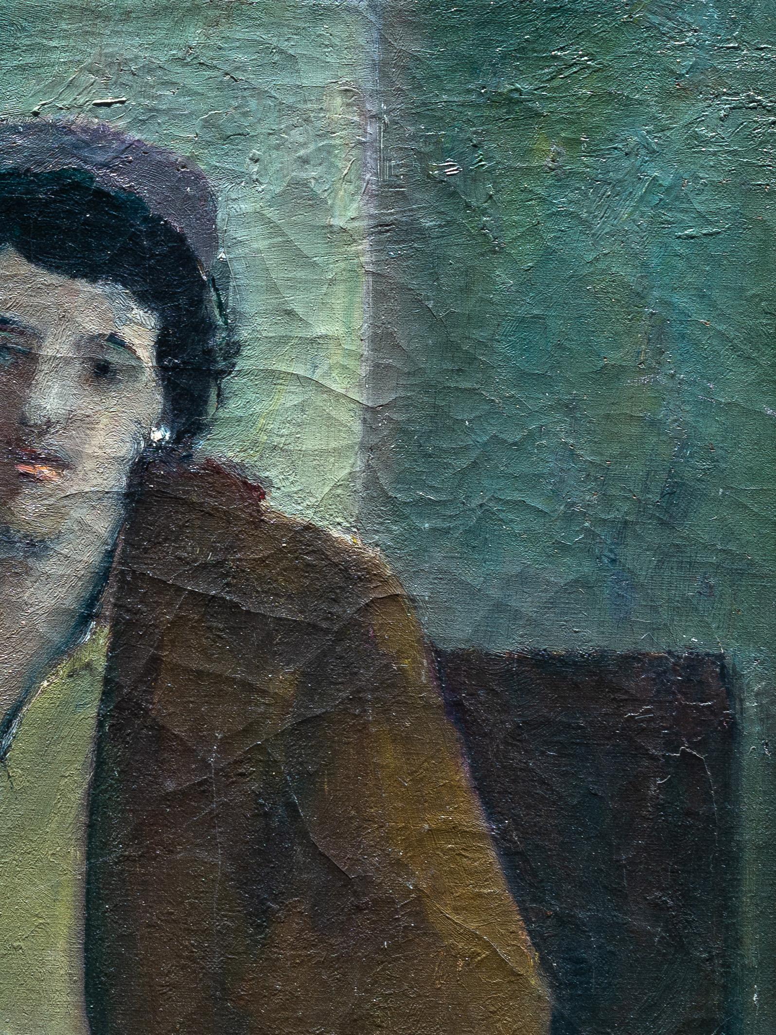 Modern Oil Painting, Woman Portrait, Post Impressionism, France Circa 1930 In Good Condition In ROUEN, FR