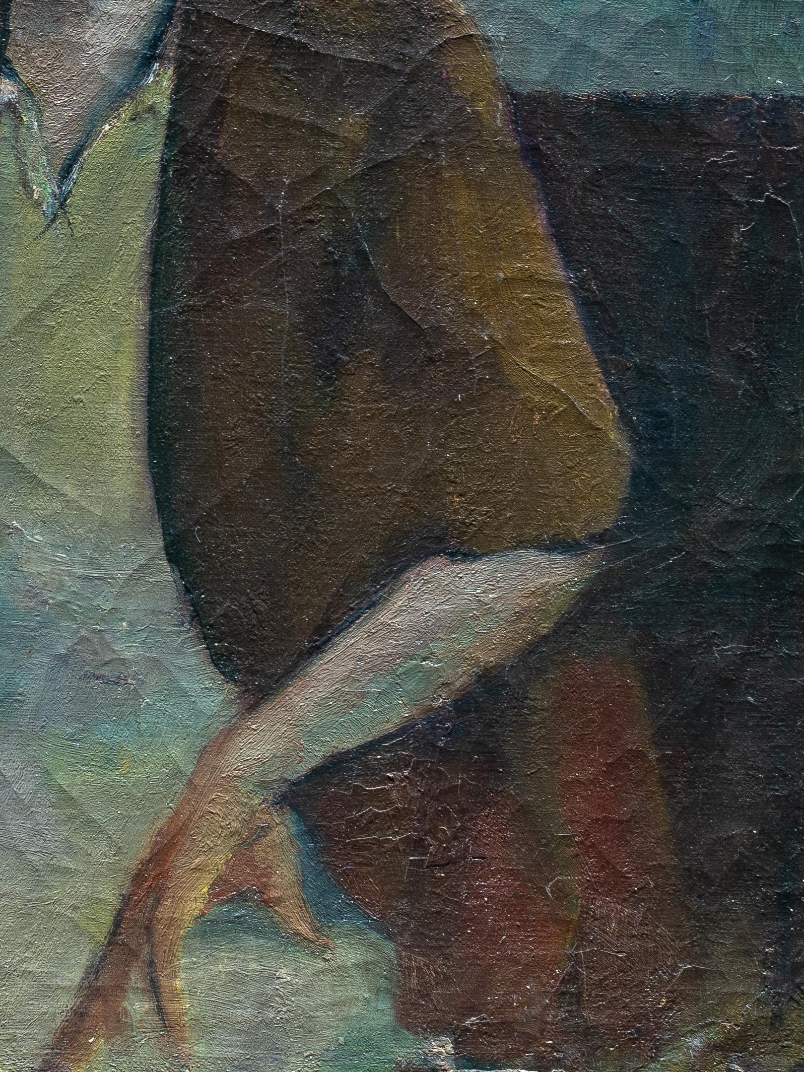 20th Century Modern Oil Painting, Woman Portrait, Post Impressionism, France Circa 1930