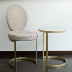 Modern Ola Sidetable White Marble Brass Steel
