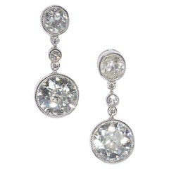 Modern Old-Cut Diamond and Platinum Rub Over Drop Earrings, 2.36 Carat