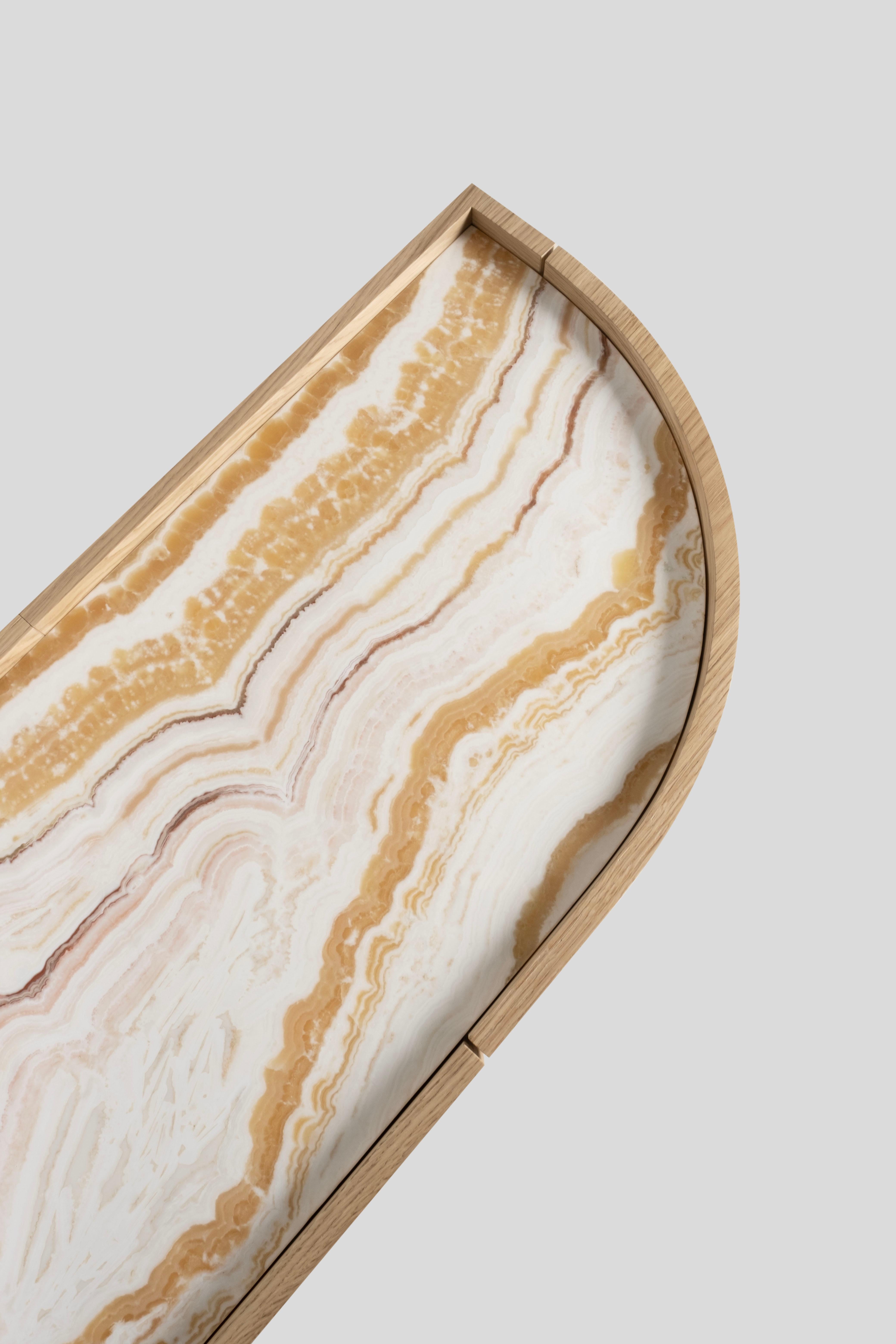 Modern Olival Sideboard, Oak, Onyx, Brass, Handmade in Portugal by Greenapple For Sale 3