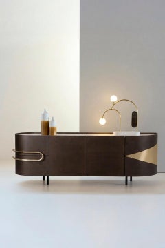 Modern Olival Stone Sideboard, Calacatta Marble, Brass, Handmade by Greenapple