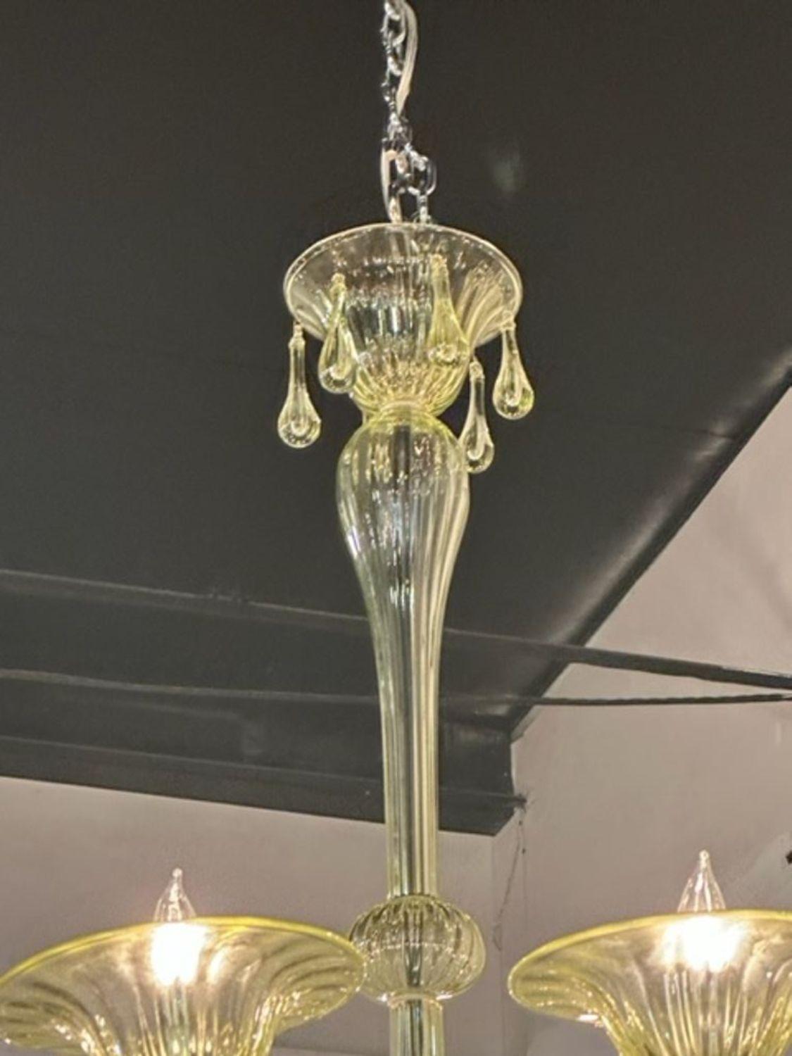 Modern Olive Colored Murano Glass Chandelier For Sale 1