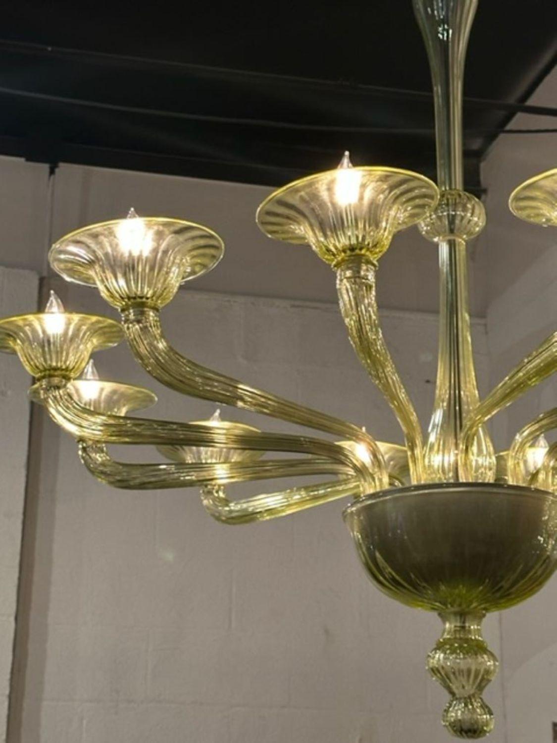 Modern Olive Colored Murano Glass Chandelier For Sale 2