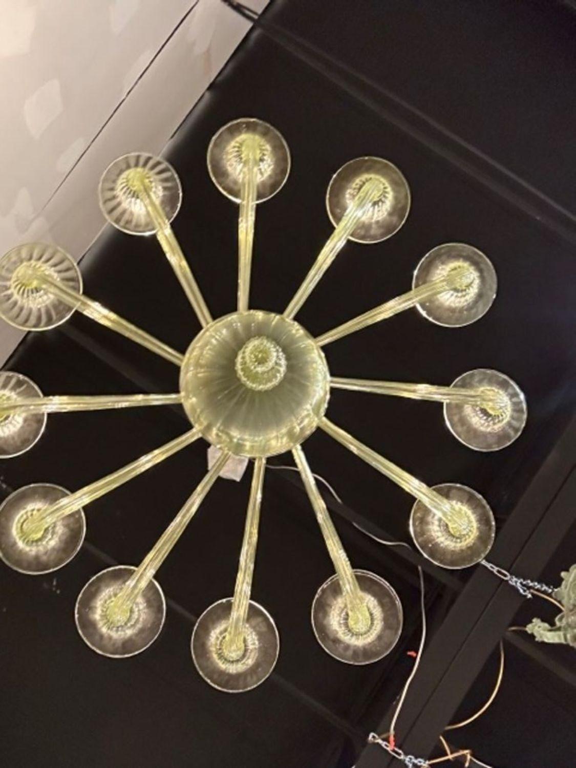 Modern Olive Colored Murano Glass Chandelier For Sale 3